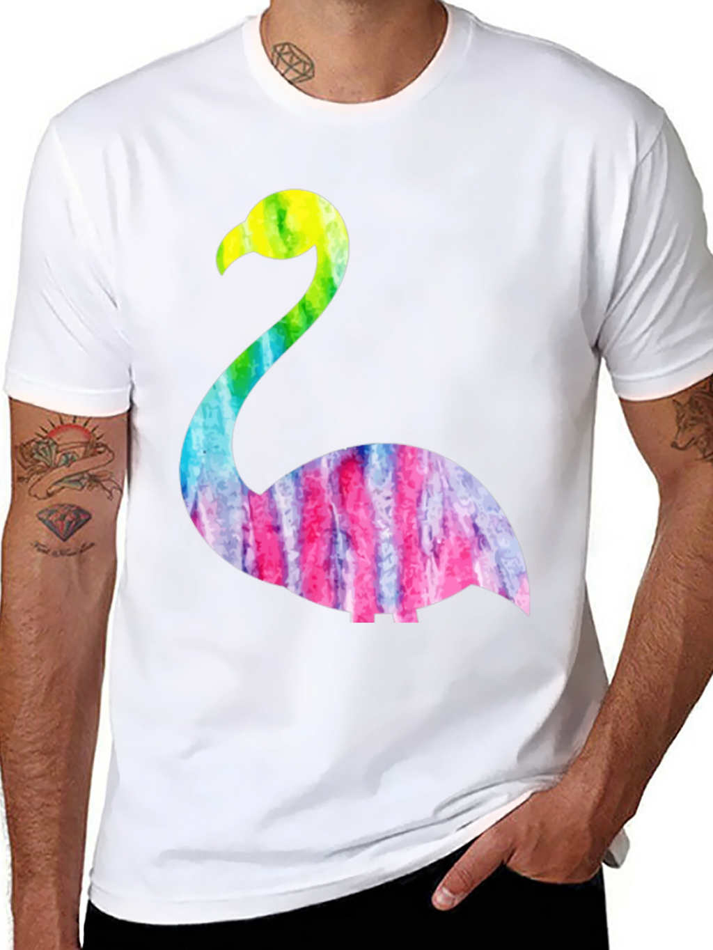 Tie Dye Flamingo Graphic Tee - Black