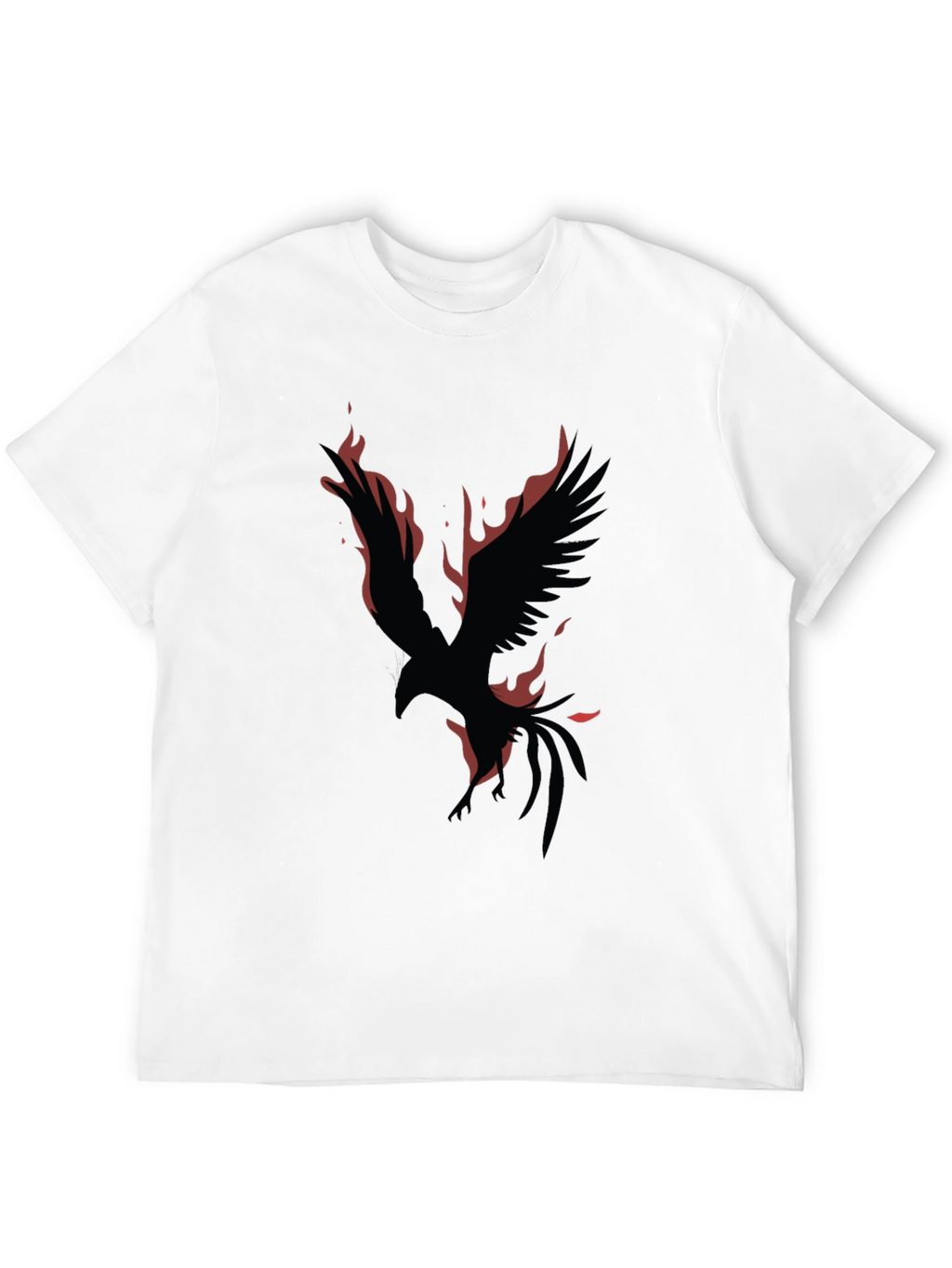 Phoenix Fire Bird Graphic Print Black T-Shirt