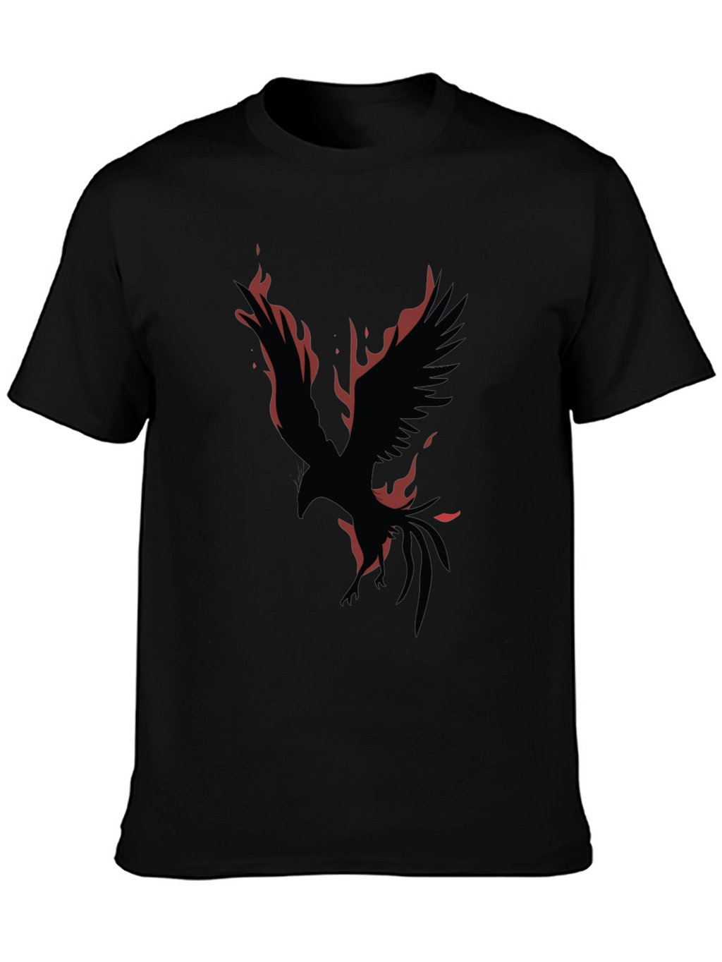 Phoenix Fire Bird Graphic Print Black T-Shirt