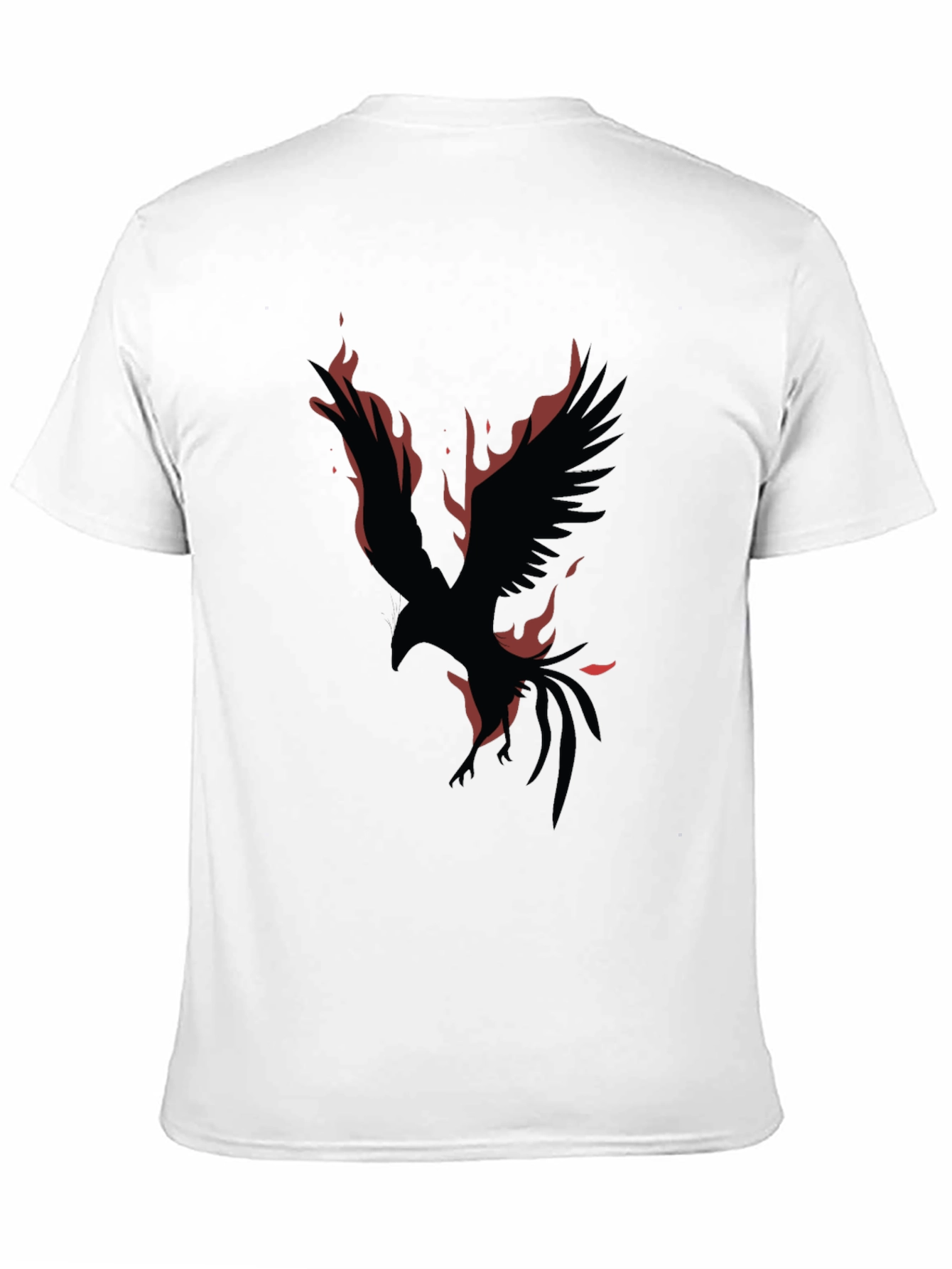 Phoenix Fire Bird Graphic Print Black T-Shirt