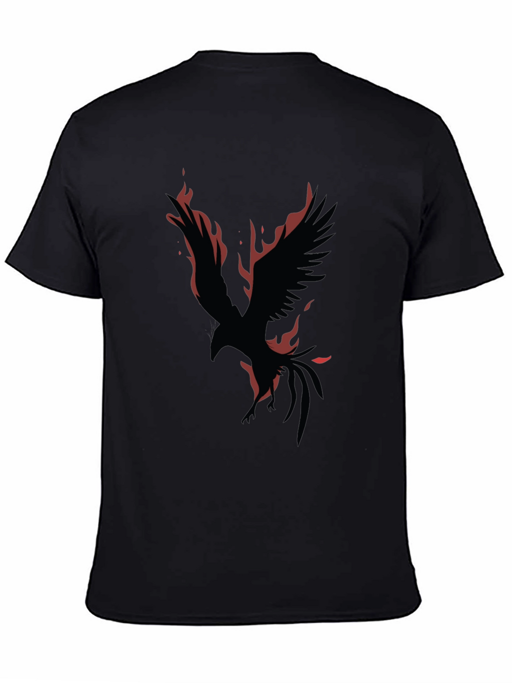 Phoenix Fire Bird Graphic Print Black T-Shirt