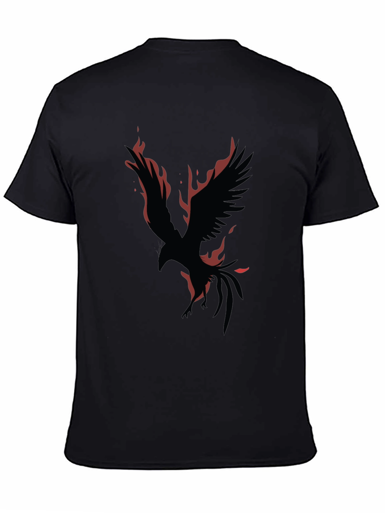 Phoenix Fire Bird Graphic Print Black T-Shirt