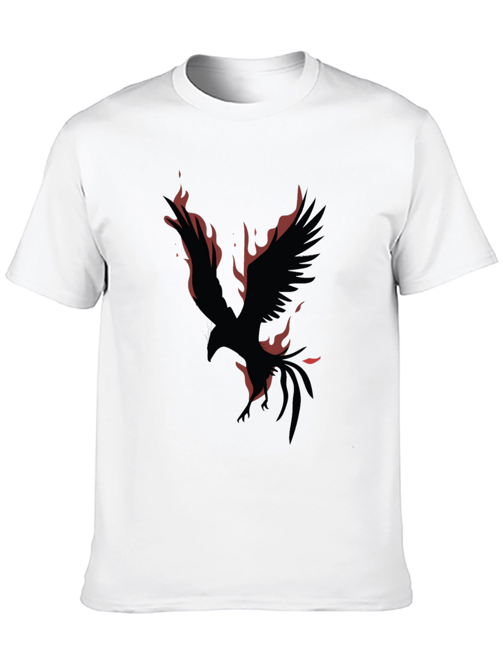 Phoenix Fire Bird Graphic Print Black T-Shirt