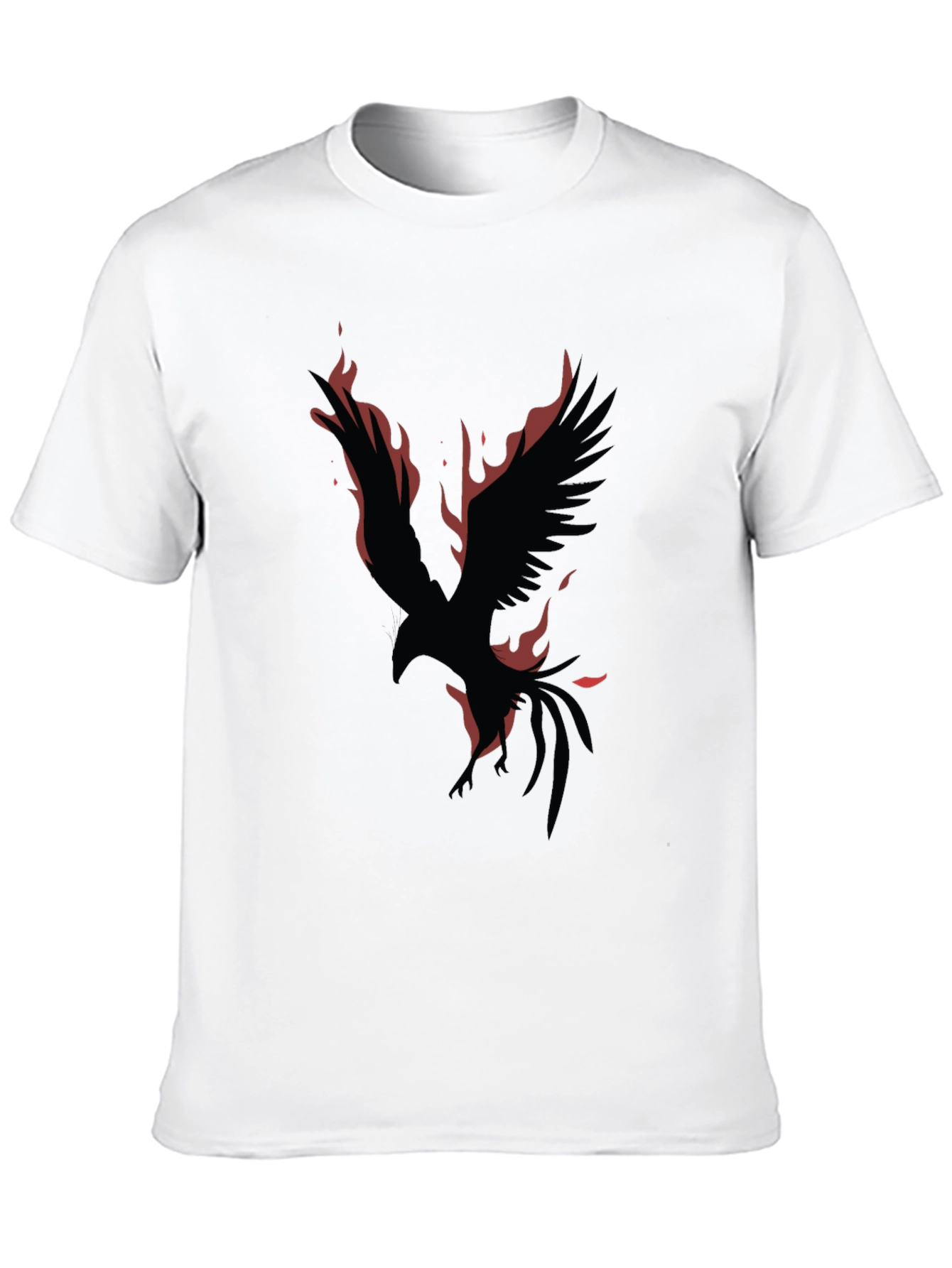 Phoenix Fire Bird Graphic Print Black T-Shirt