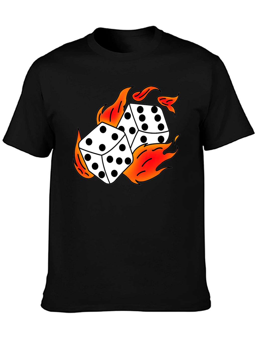 Flaming Dice Graphic Black T-Shirt
