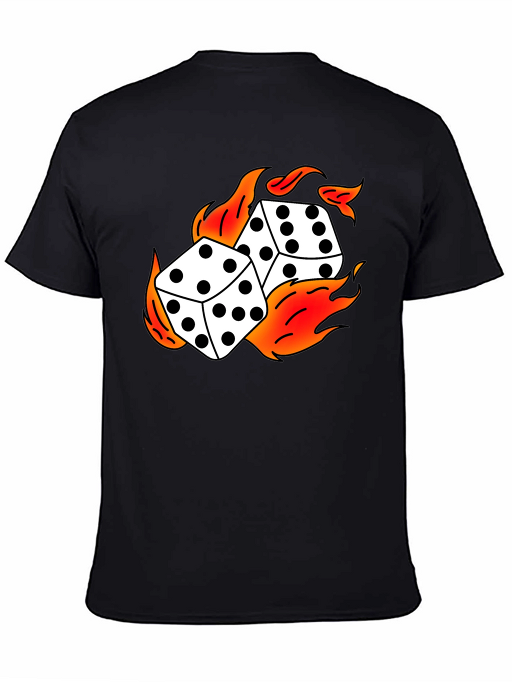 Flaming Dice Graphic Black T-Shirt