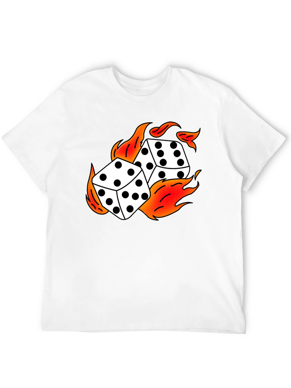 Flaming Dice Graphic Black T-Shirt