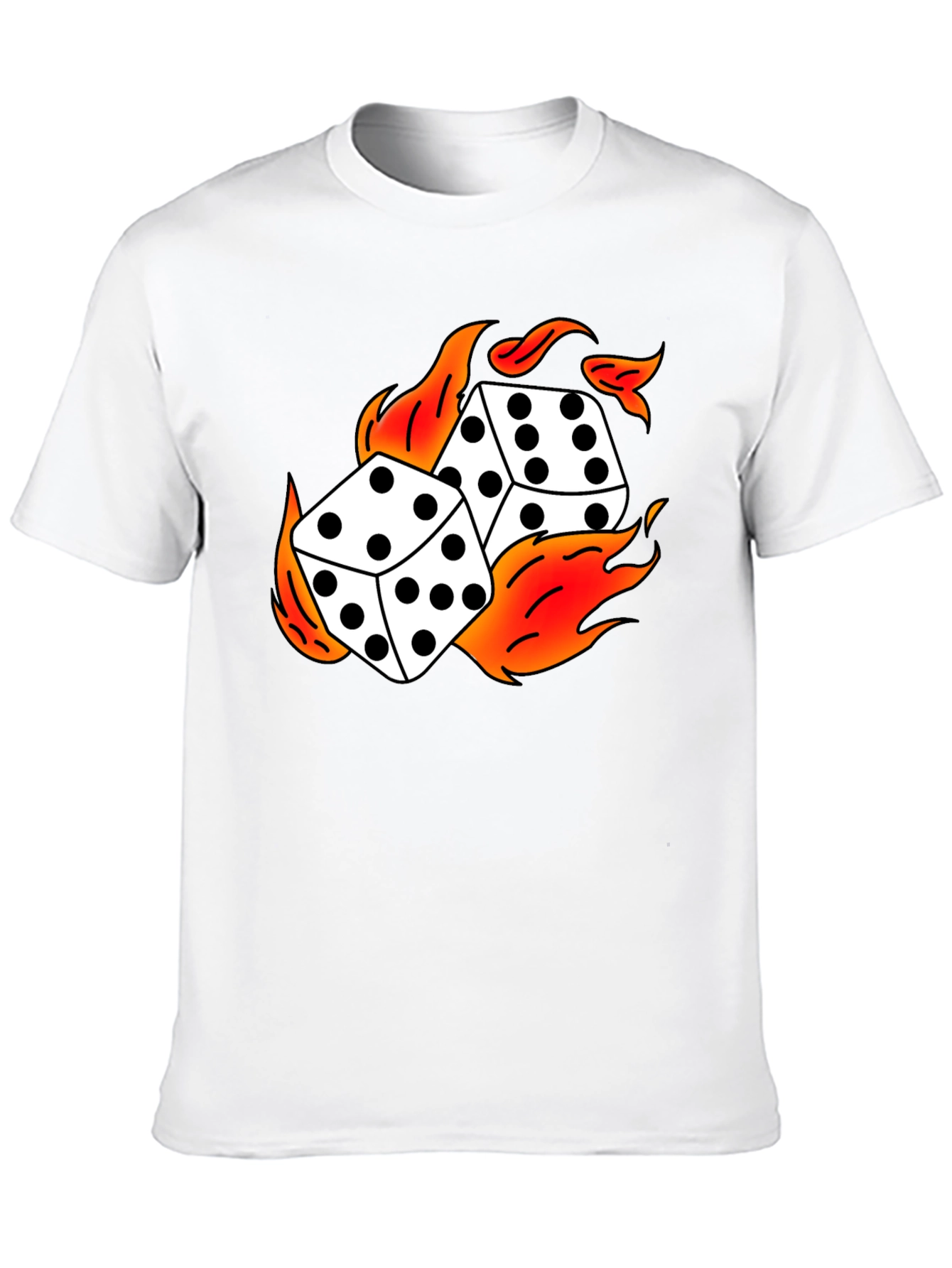 Flaming Dice Graphic Black T-Shirt