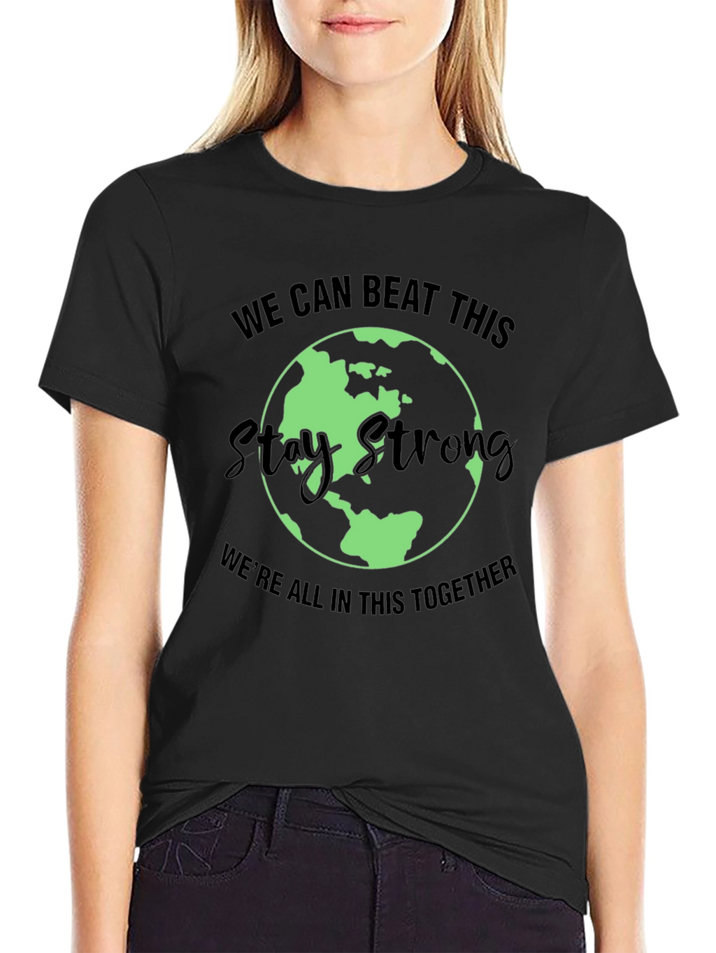 Stay Strong Earth Graphic Tee - Unisex Black T-Shirt