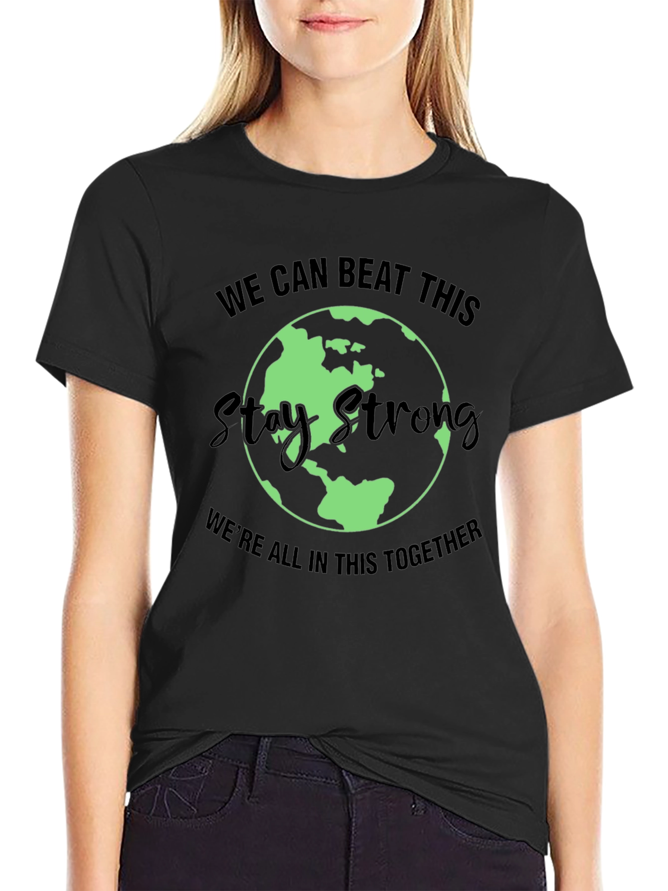 Stay Strong Earth Graphic Tee - Unisex Black T-Shirt