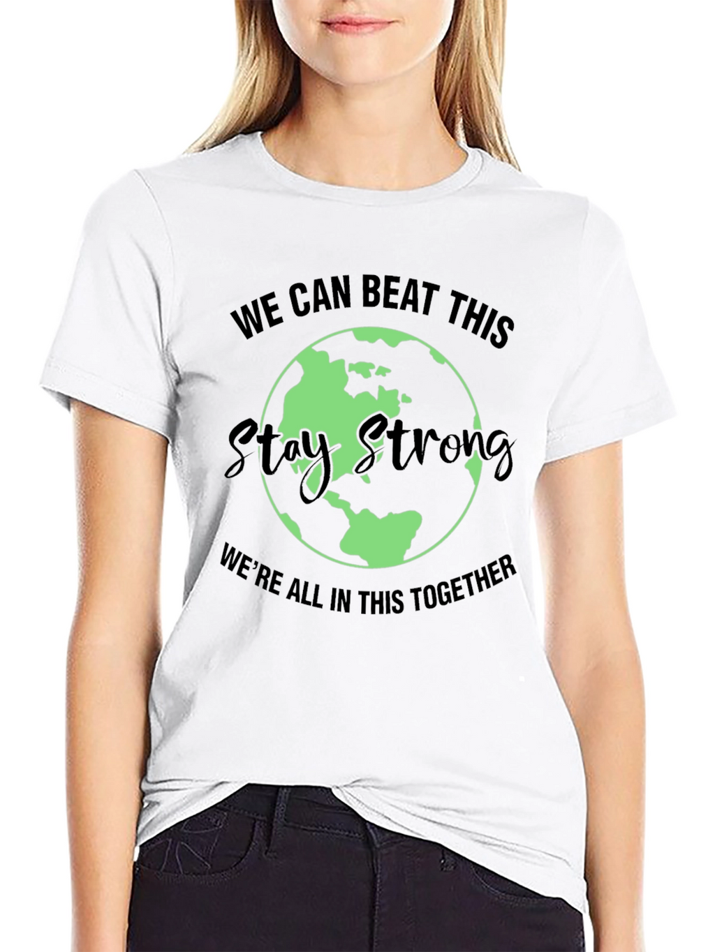 Stay Strong Earth Graphic Tee - Unisex Black T-Shirt