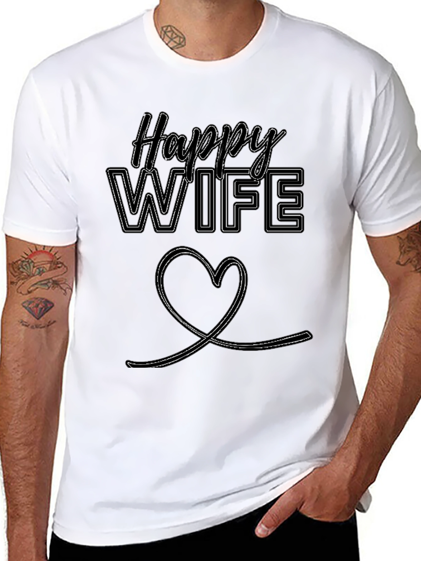 Happy Wife Graphic Tee - Black Casual Wear