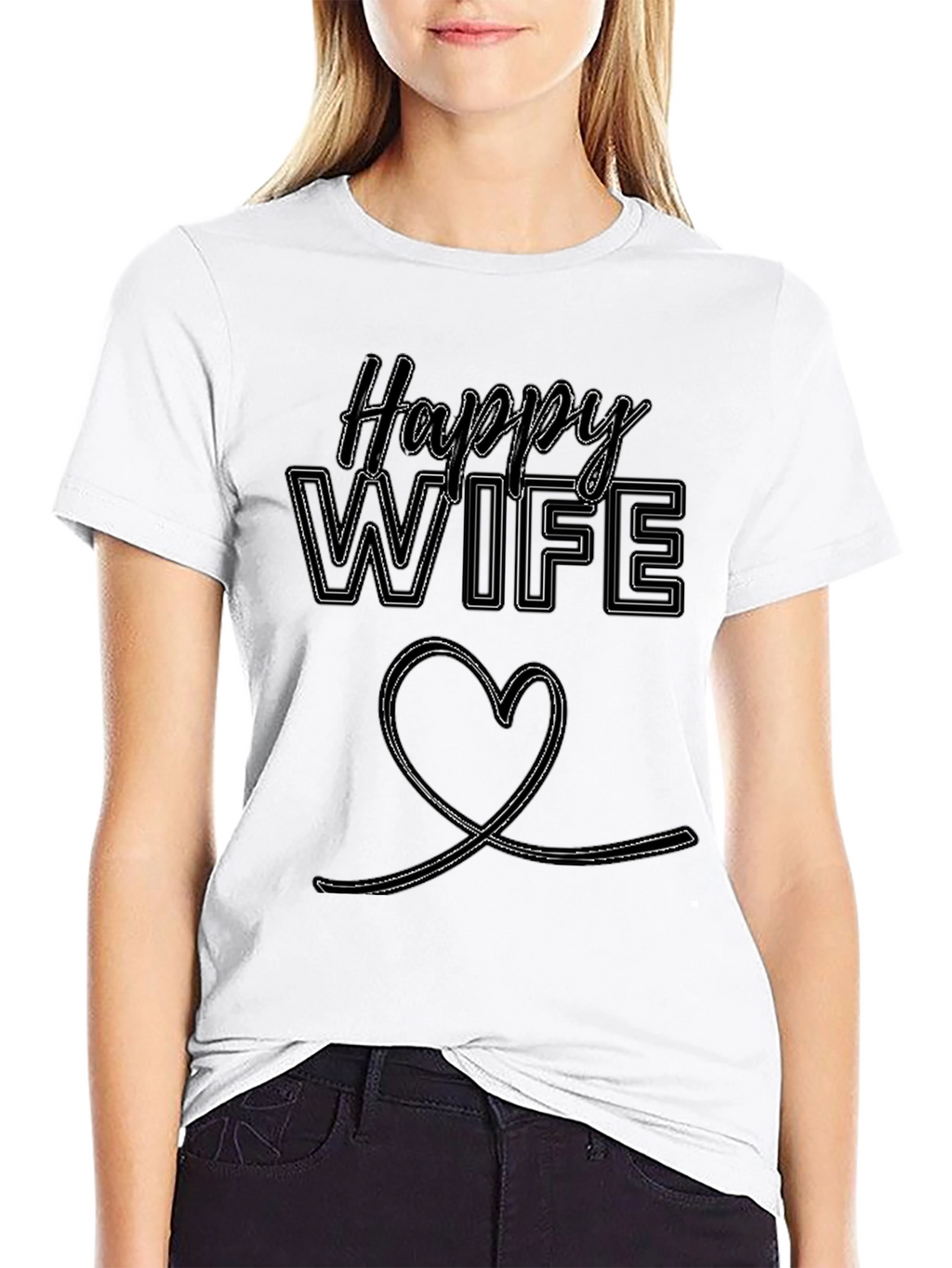 Happy Wife Graphic Tee - Black Casual Wear