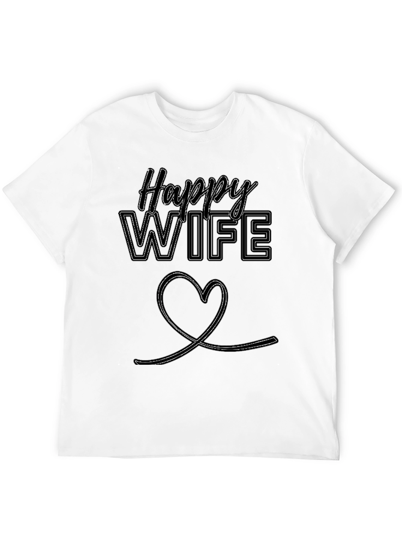 Happy Wife Graphic Tee - Black Casual Wear