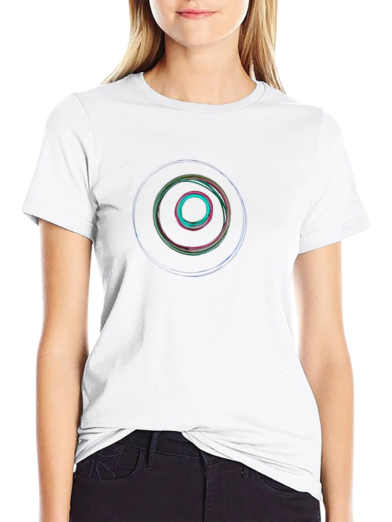 Abstract Swirl Graphic Black T-Shirt
