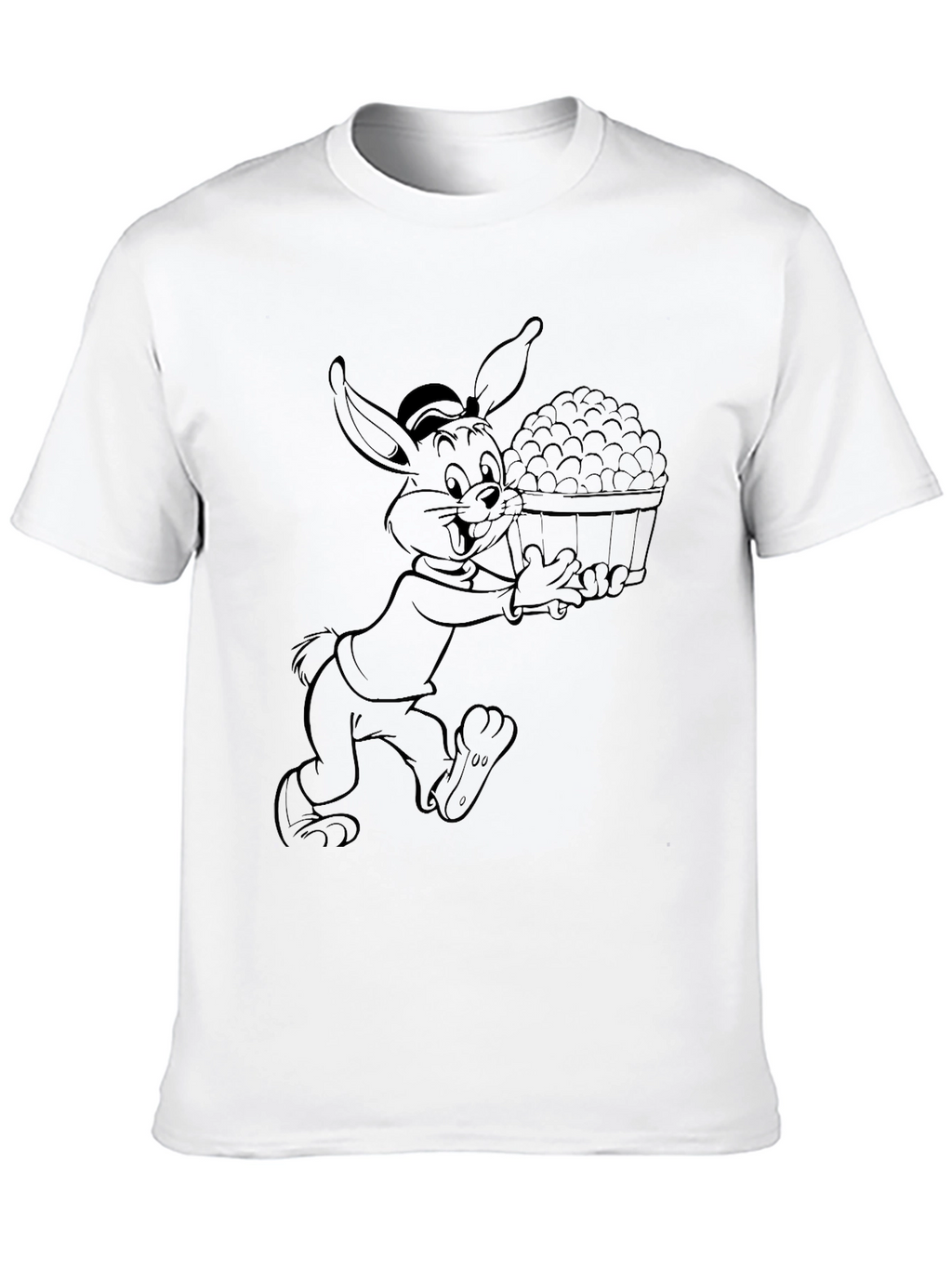 Cartoon Rabbit Graphic Black T-Shirt