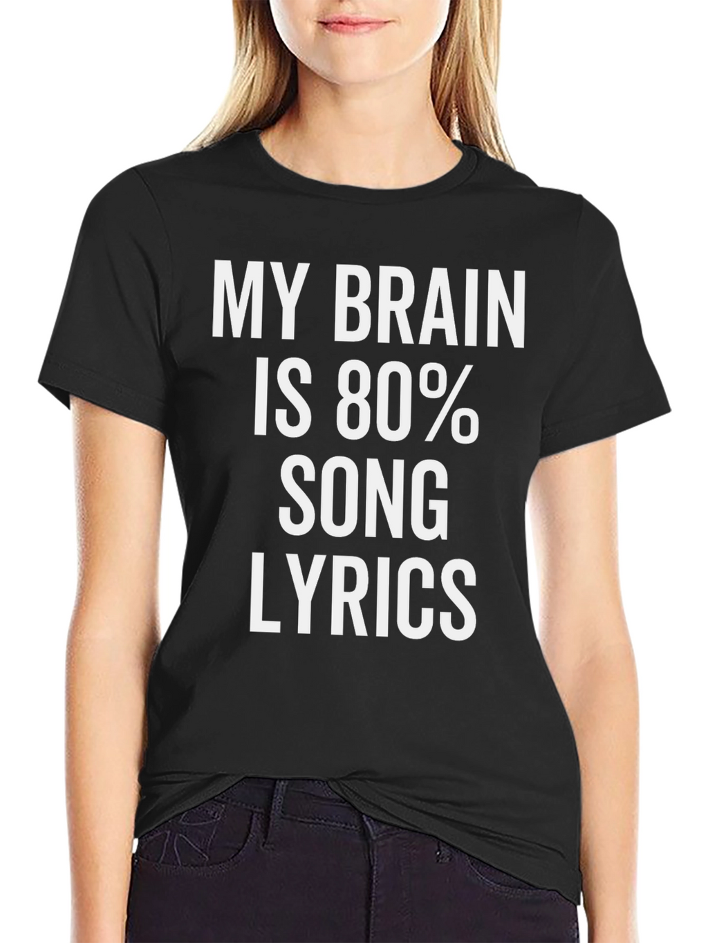 My Brain Is 80% Song Lyrics Black Graphic Tee