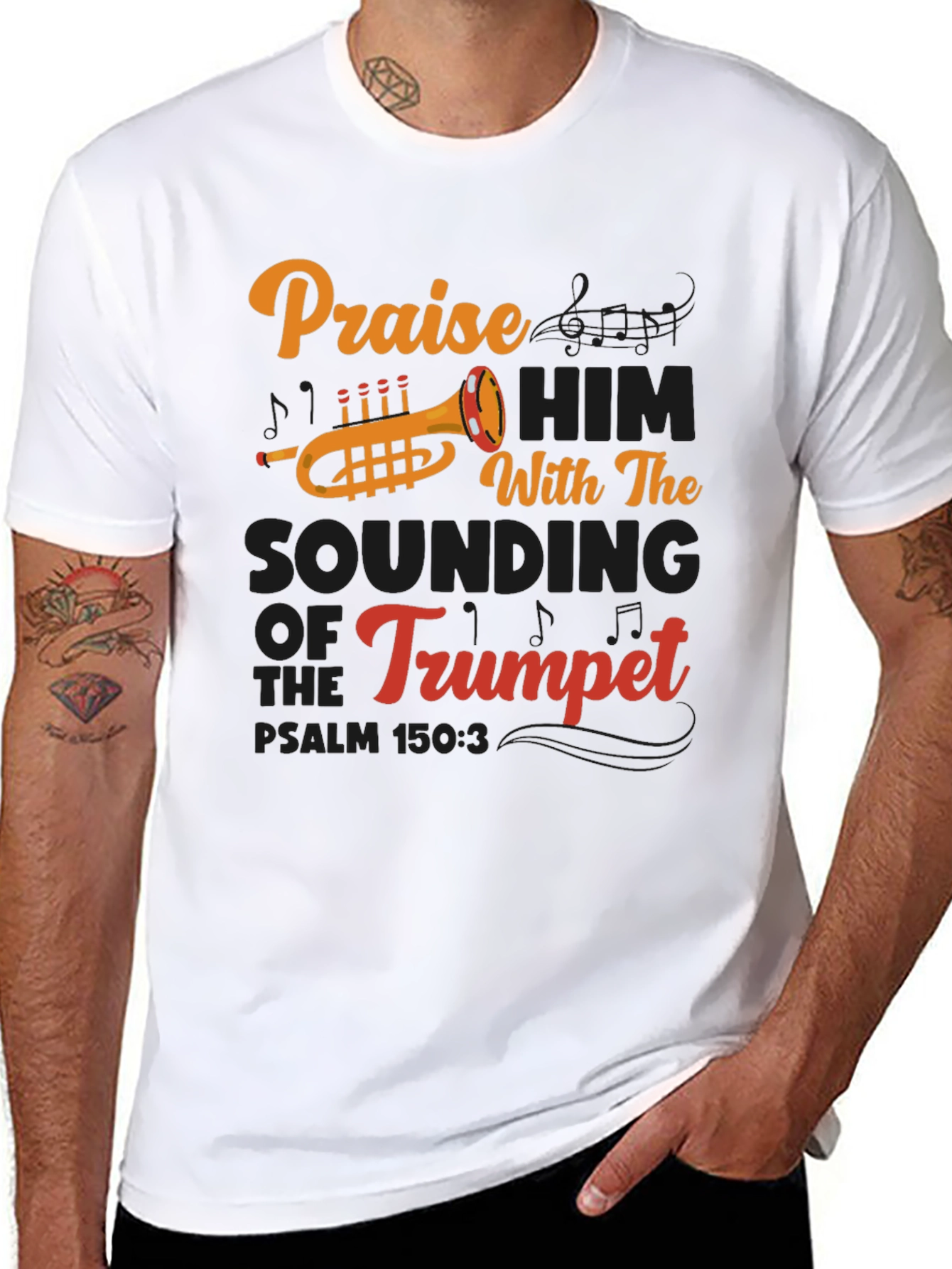 Praise Him Trumpet T-Shirt - Christian Music Apparel
