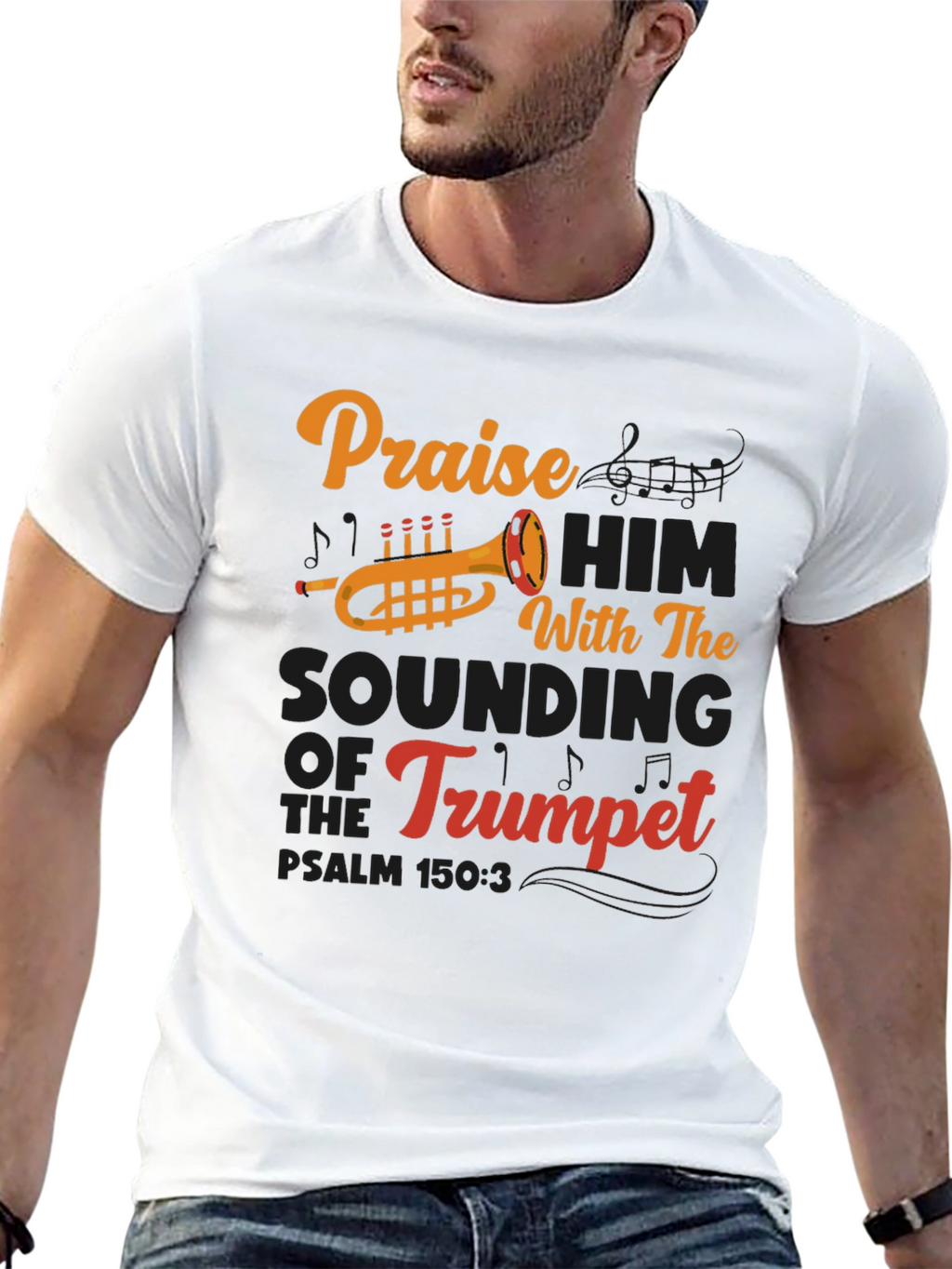 Praise Him Trumpet T-Shirt - Christian Music Apparel