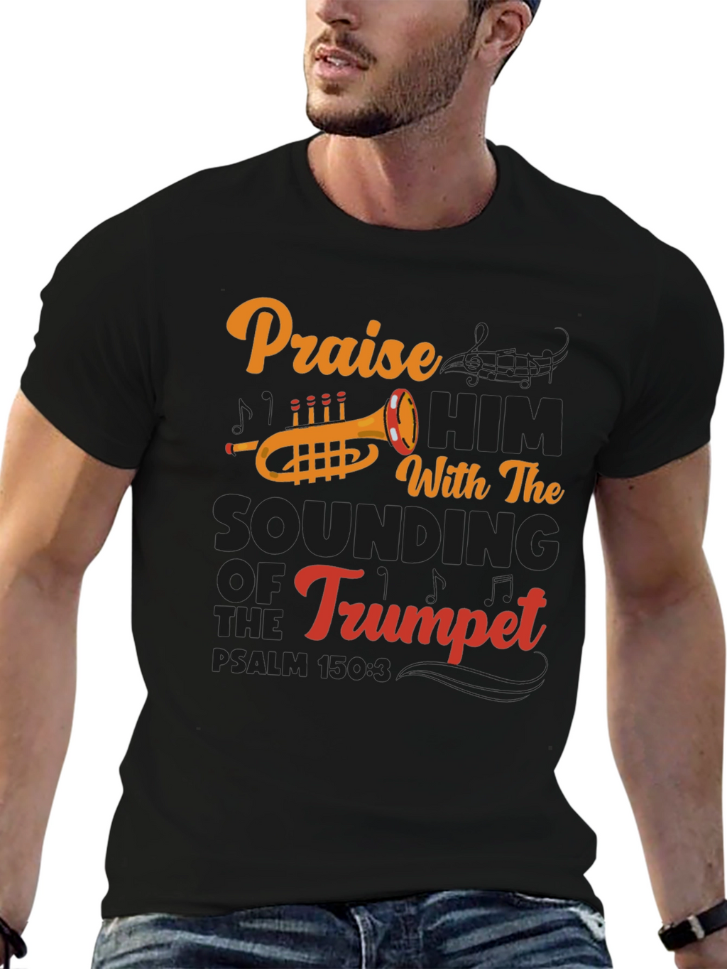 Praise Him Trumpet T-Shirt - Christian Music Apparel