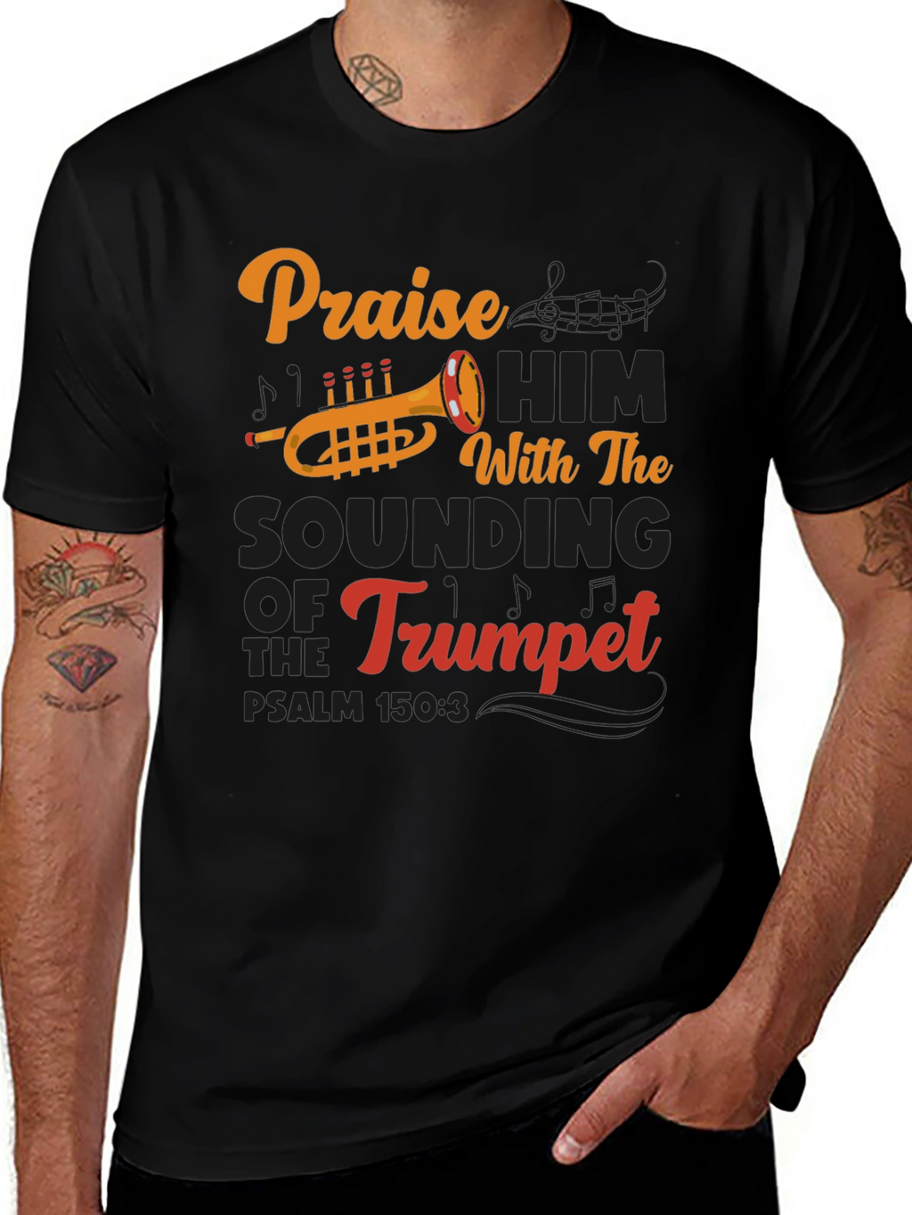 Praise Him Trumpet T-Shirt - Christian Music Apparel