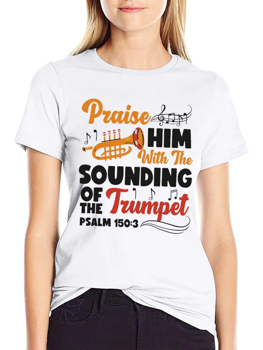 Praise Him Trumpet T-Shirt - Christian Music Apparel