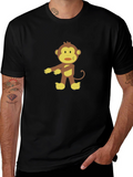 Cartoon Monkey Graphic Black T-Shirt