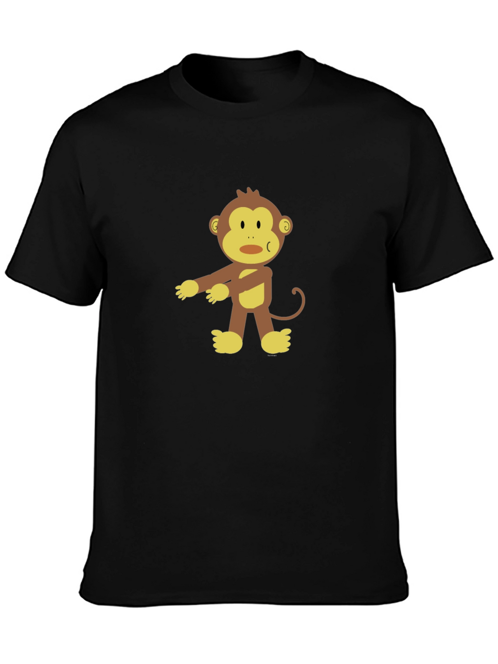 Cartoon Monkey Graphic Black T-Shirt
