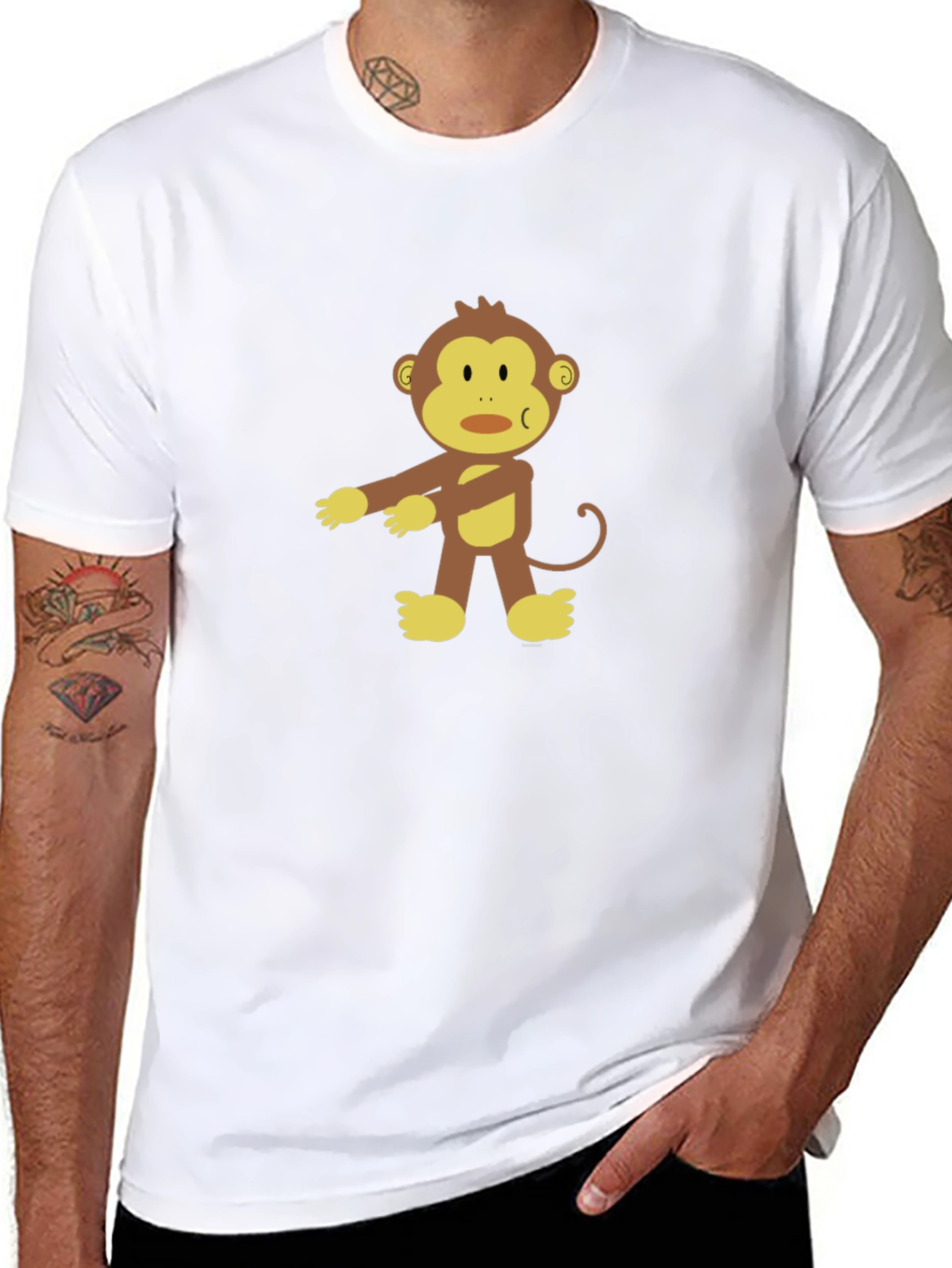 Cartoon Monkey Graphic Black T-Shirt