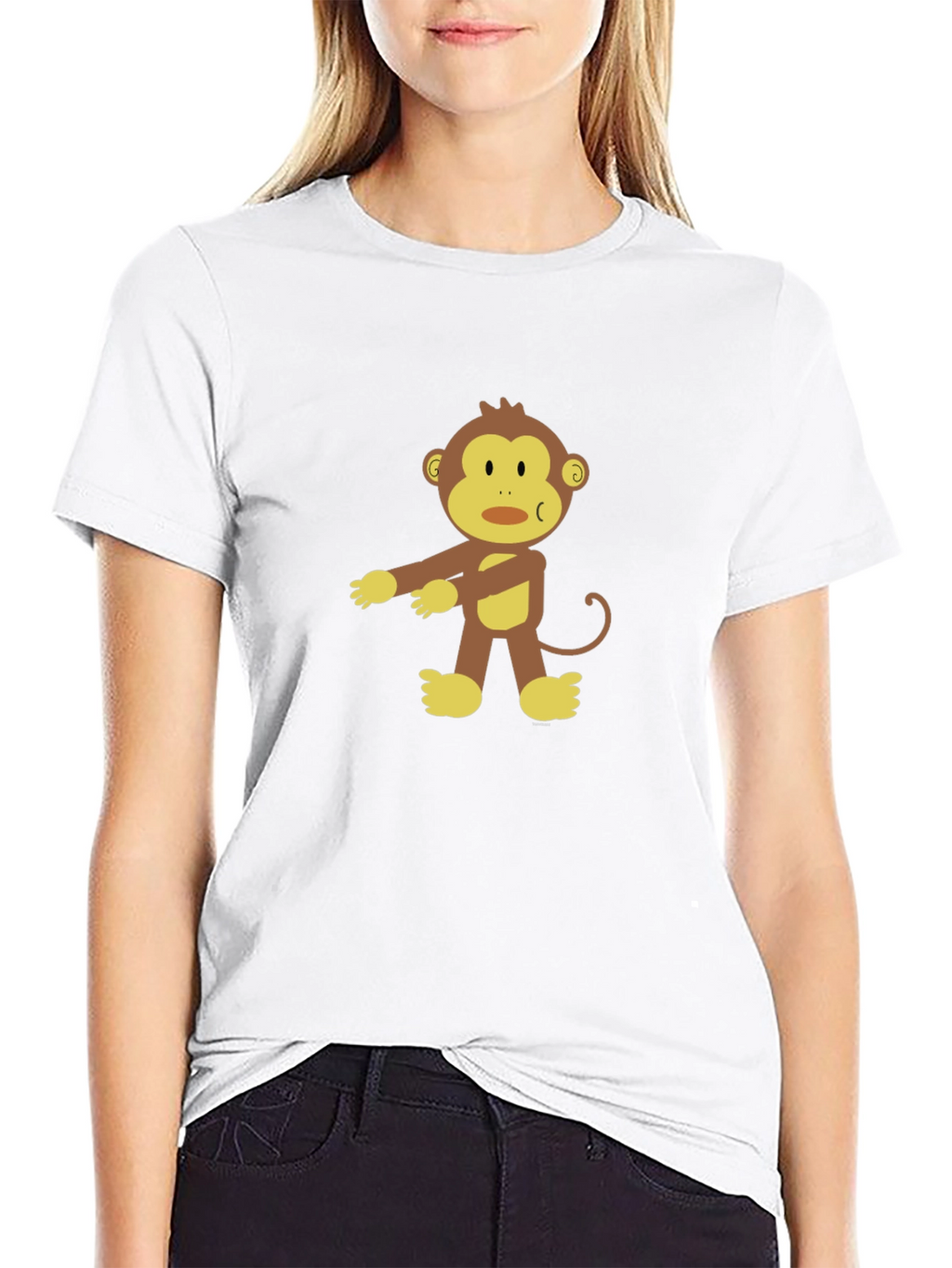 Cartoon Monkey Graphic Black T-Shirt