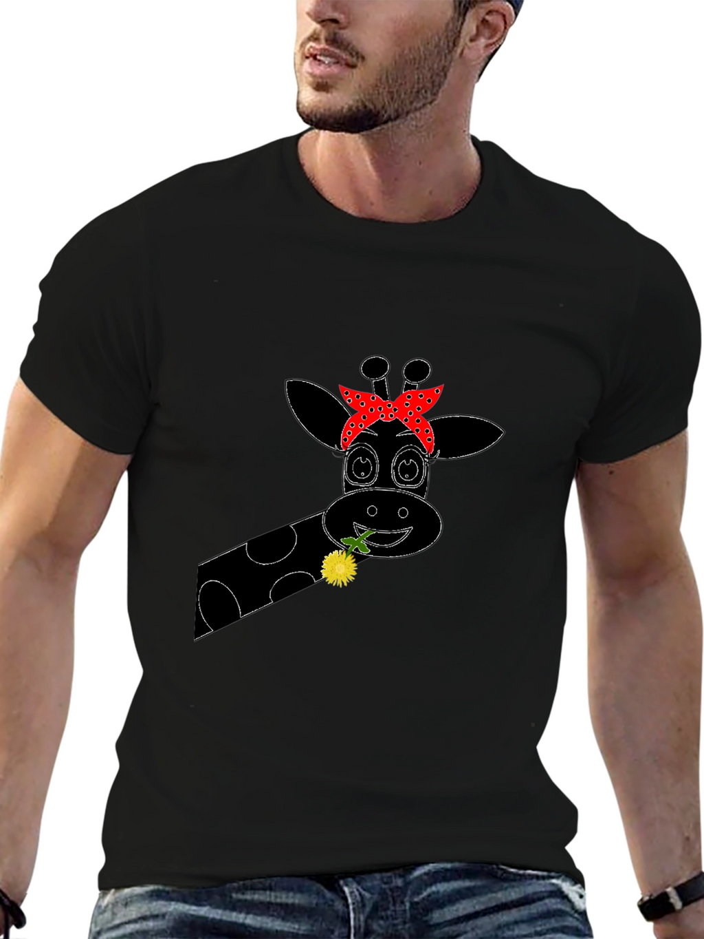 Giraffe Bandana Graphic Tee - Black