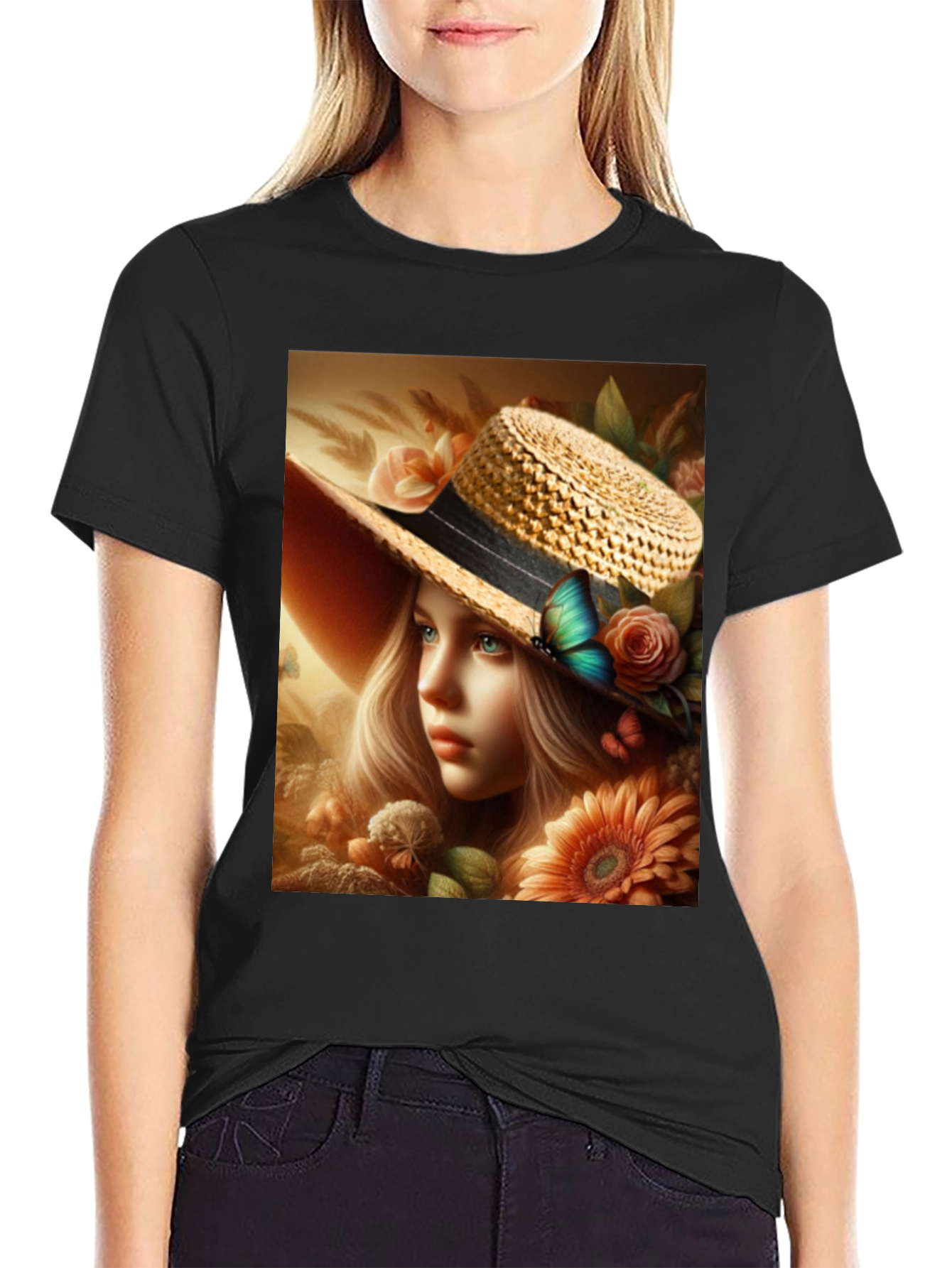 Floral Maiden T-Shirt: Elegant Garden Dream Design