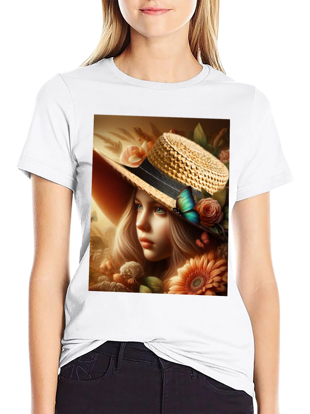 Floral Maiden T-Shirt: Elegant Garden Dream Design