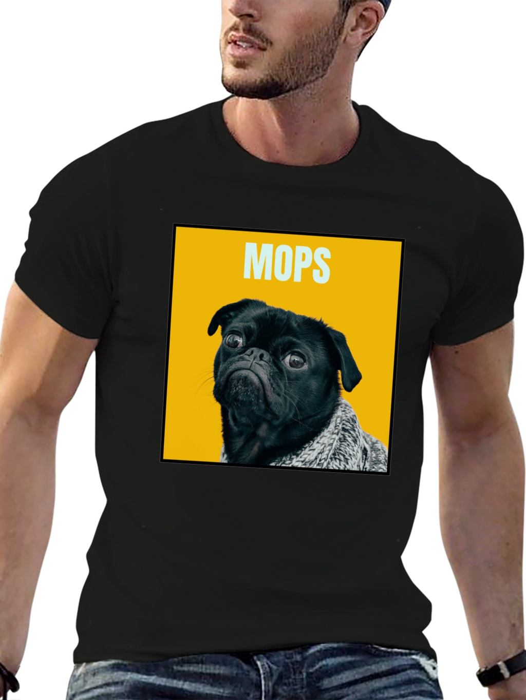 Funny Pug Dog Graphic Print Mens T-Shirt