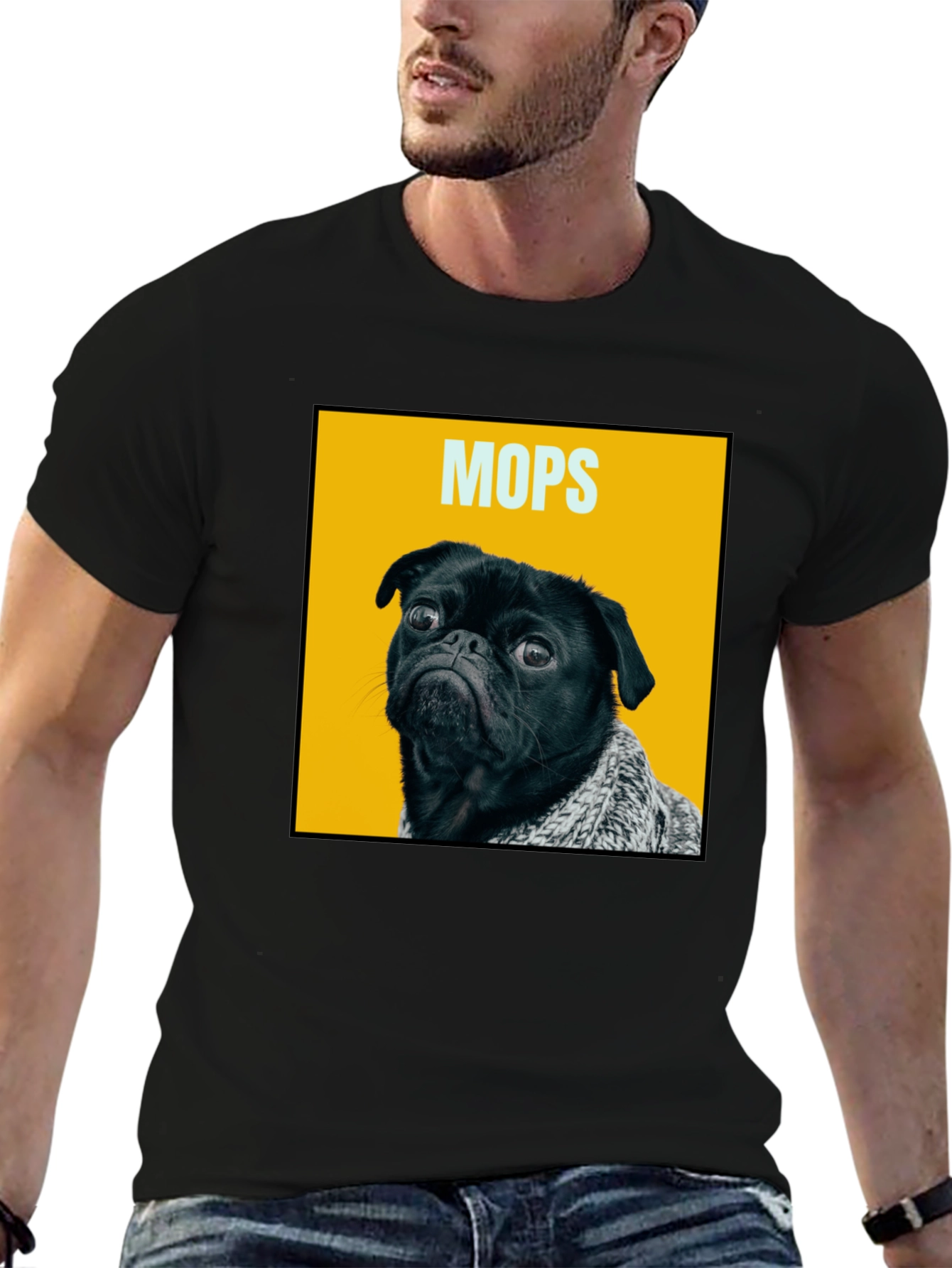 Funny Pug Dog Graphic Print Mens T-Shirt