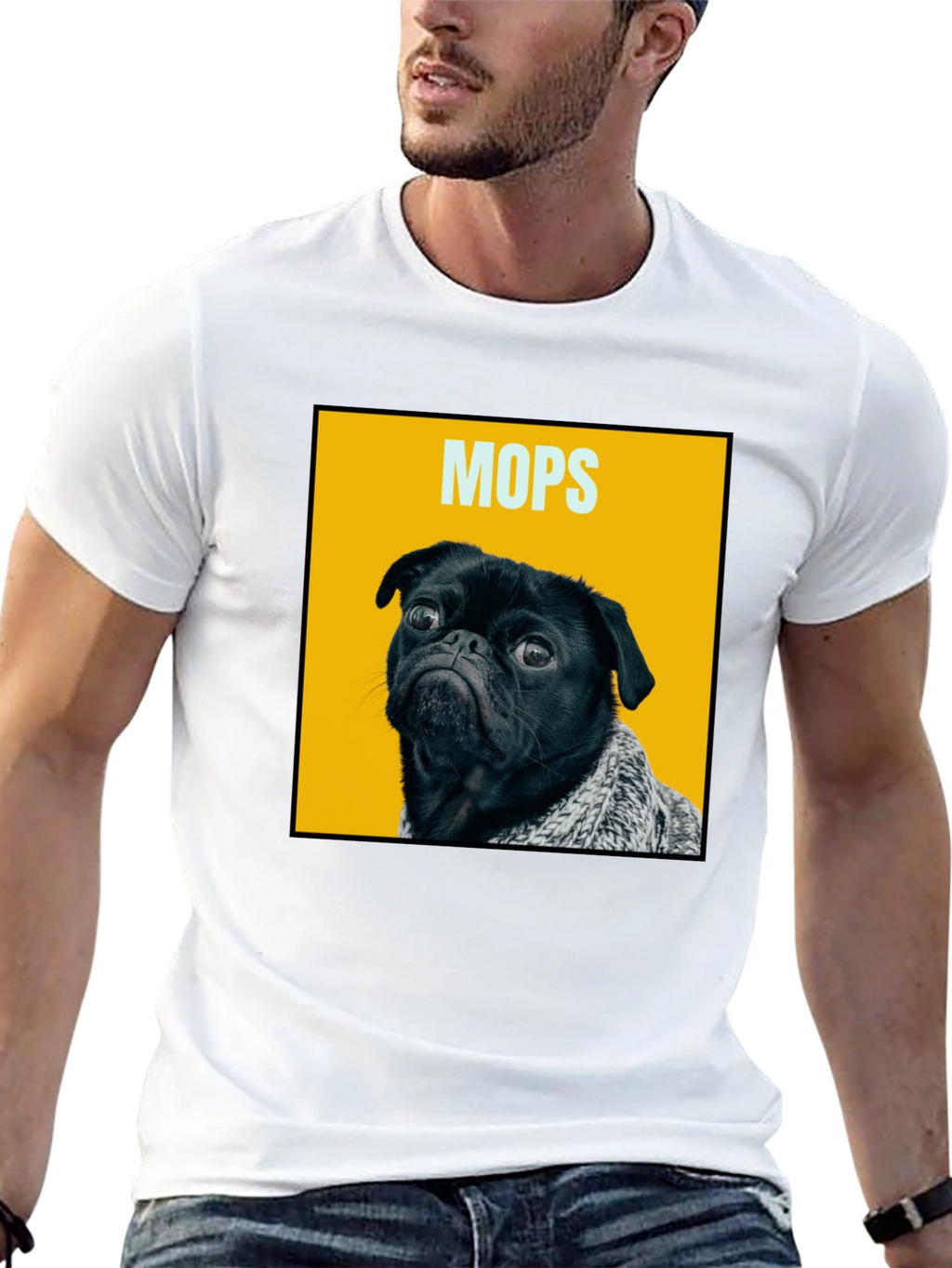 Funny Pug Dog Graphic Print Mens T-Shirt