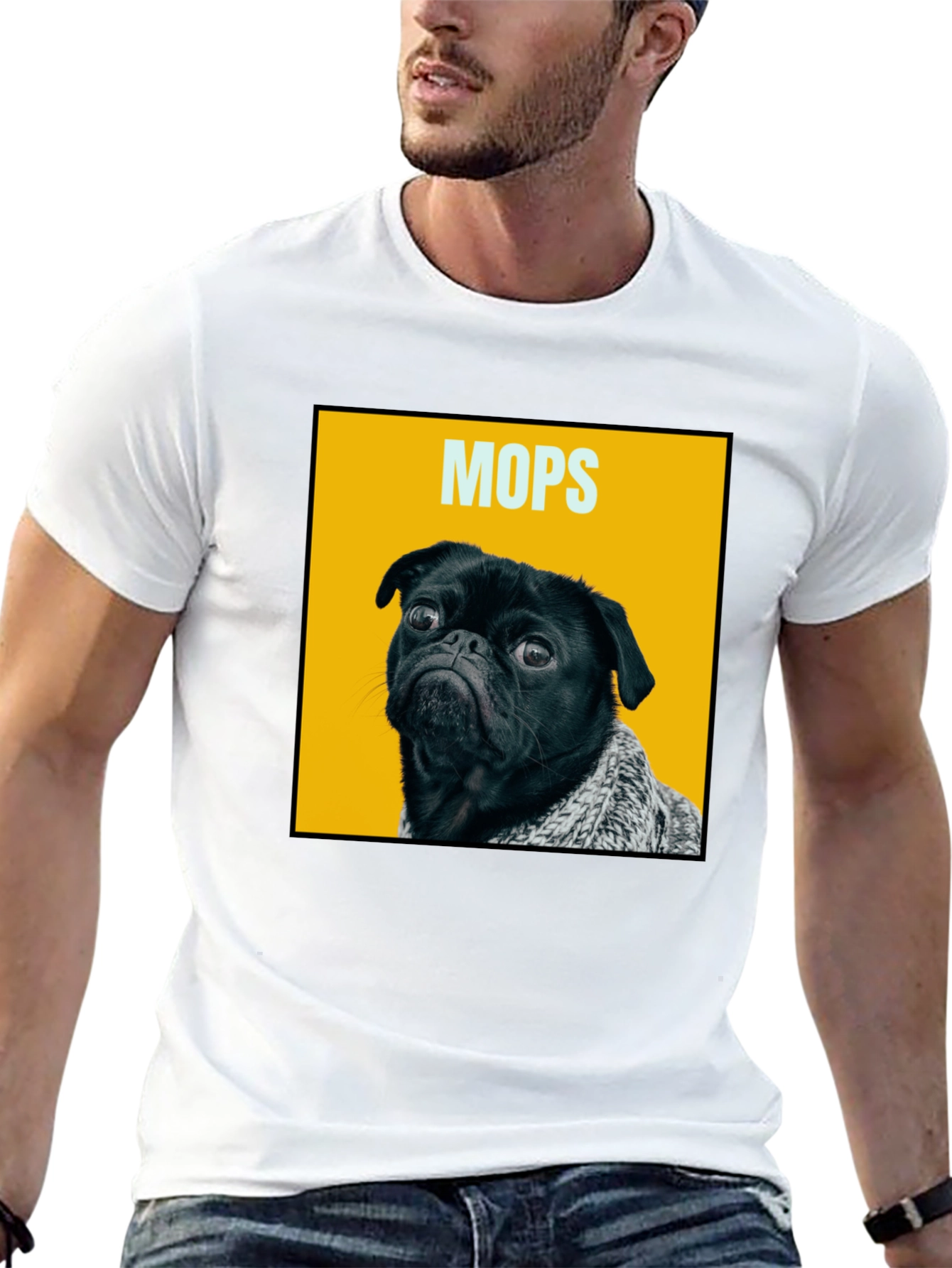 Funny Pug Dog Graphic Print Mens T-Shirt