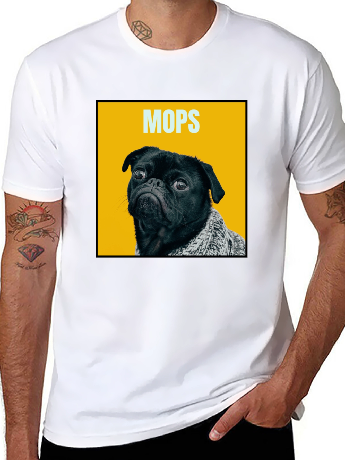 Funny Pug Dog Graphic Print Mens T-Shirt