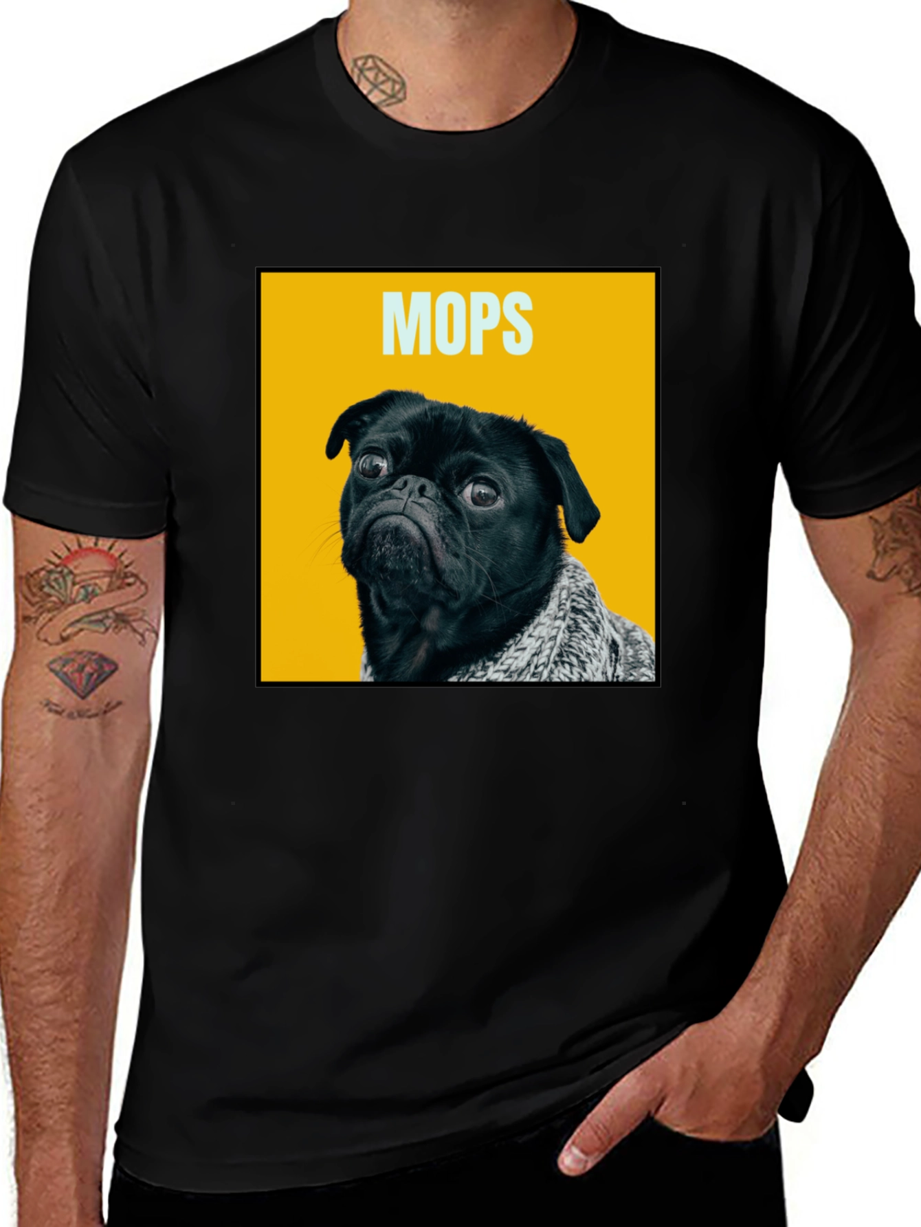 Funny Pug Dog Graphic Print Mens T-Shirt
