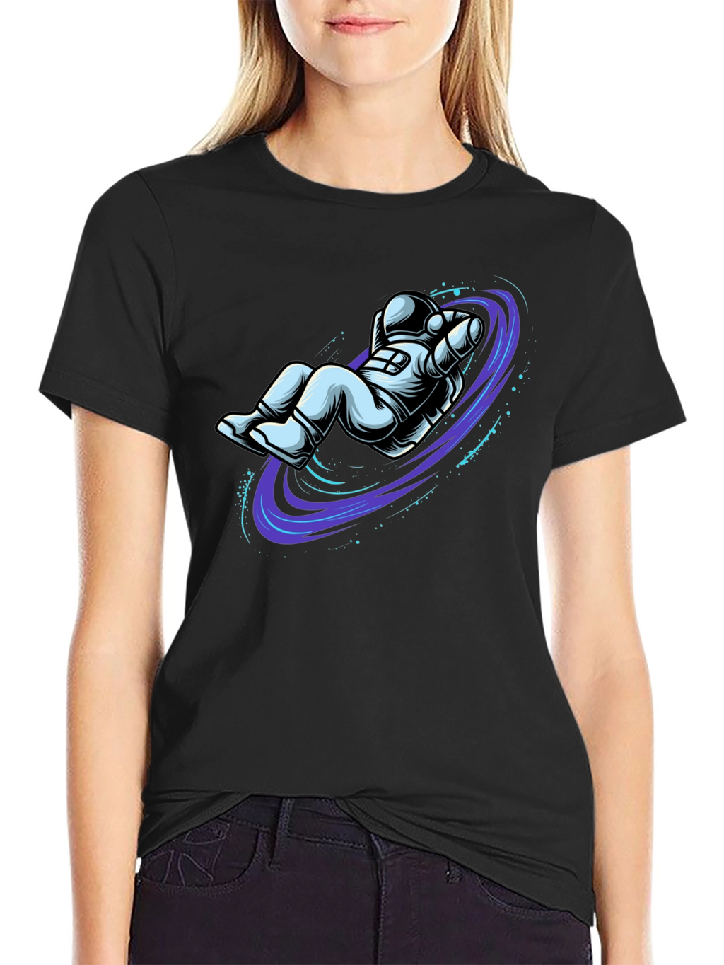 Astronaut Vortex Black T-Shirt - Space Graphic Tee