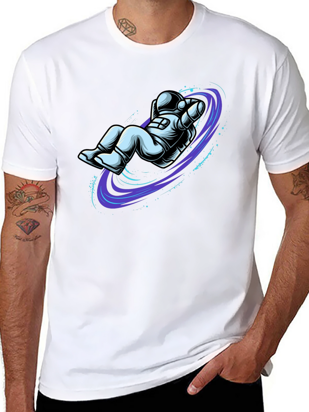 Astronaut Vortex Black T-Shirt - Space Graphic Tee