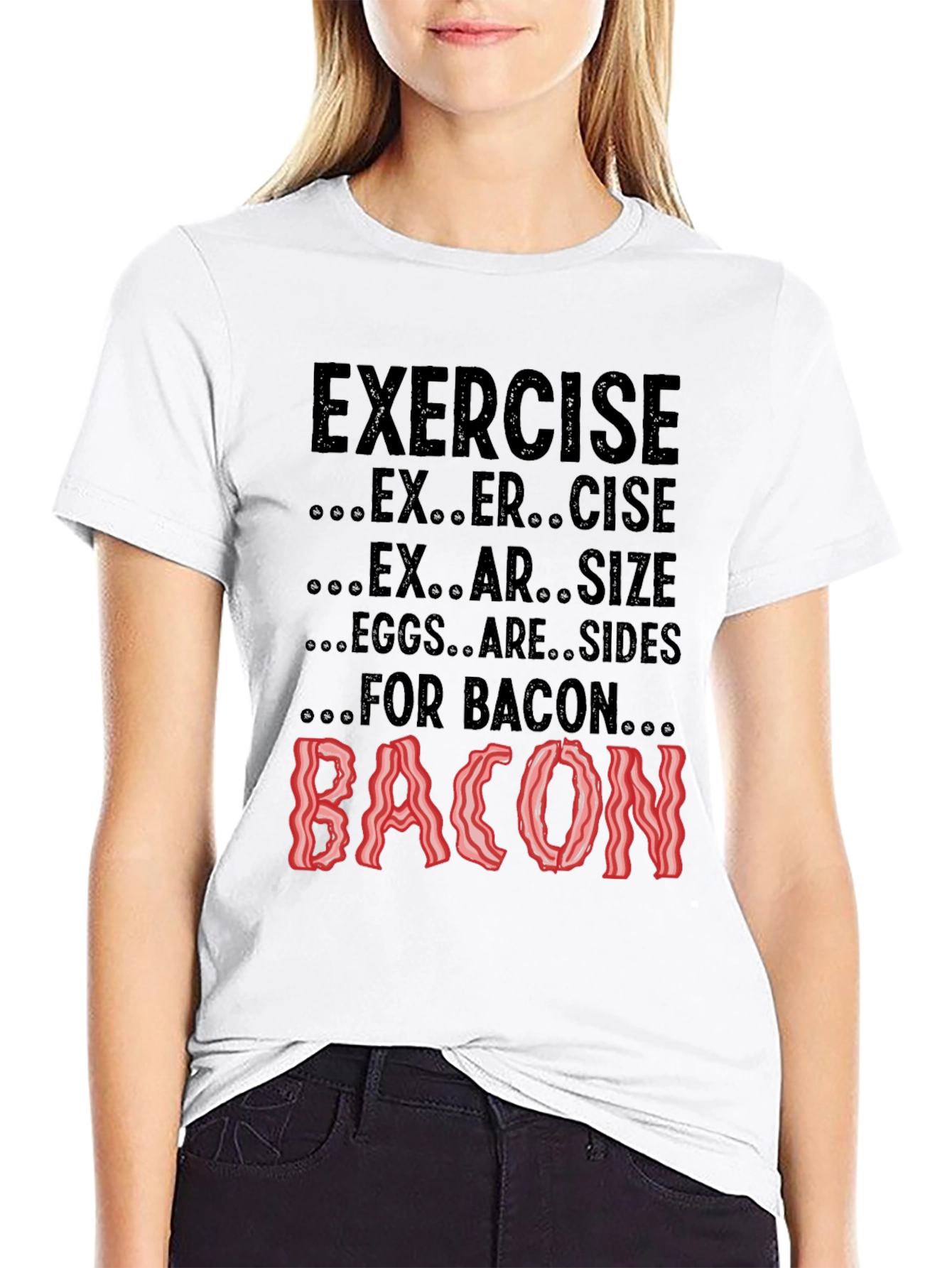 Exercise? Eggs are Sides for Bacon! Black Tee