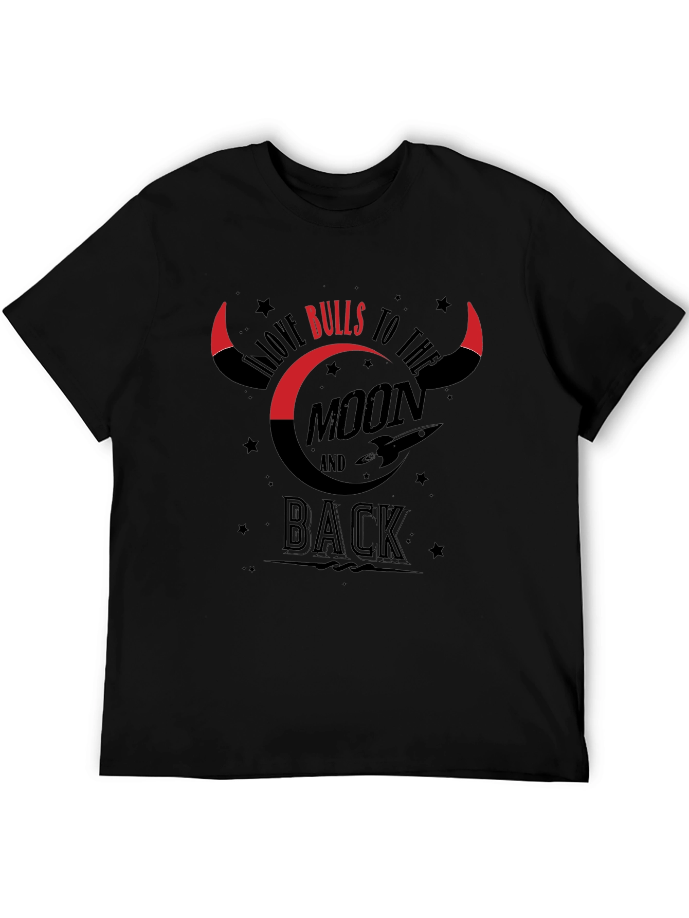 I Love Bulls to the Moon and Back Black T-Shirt