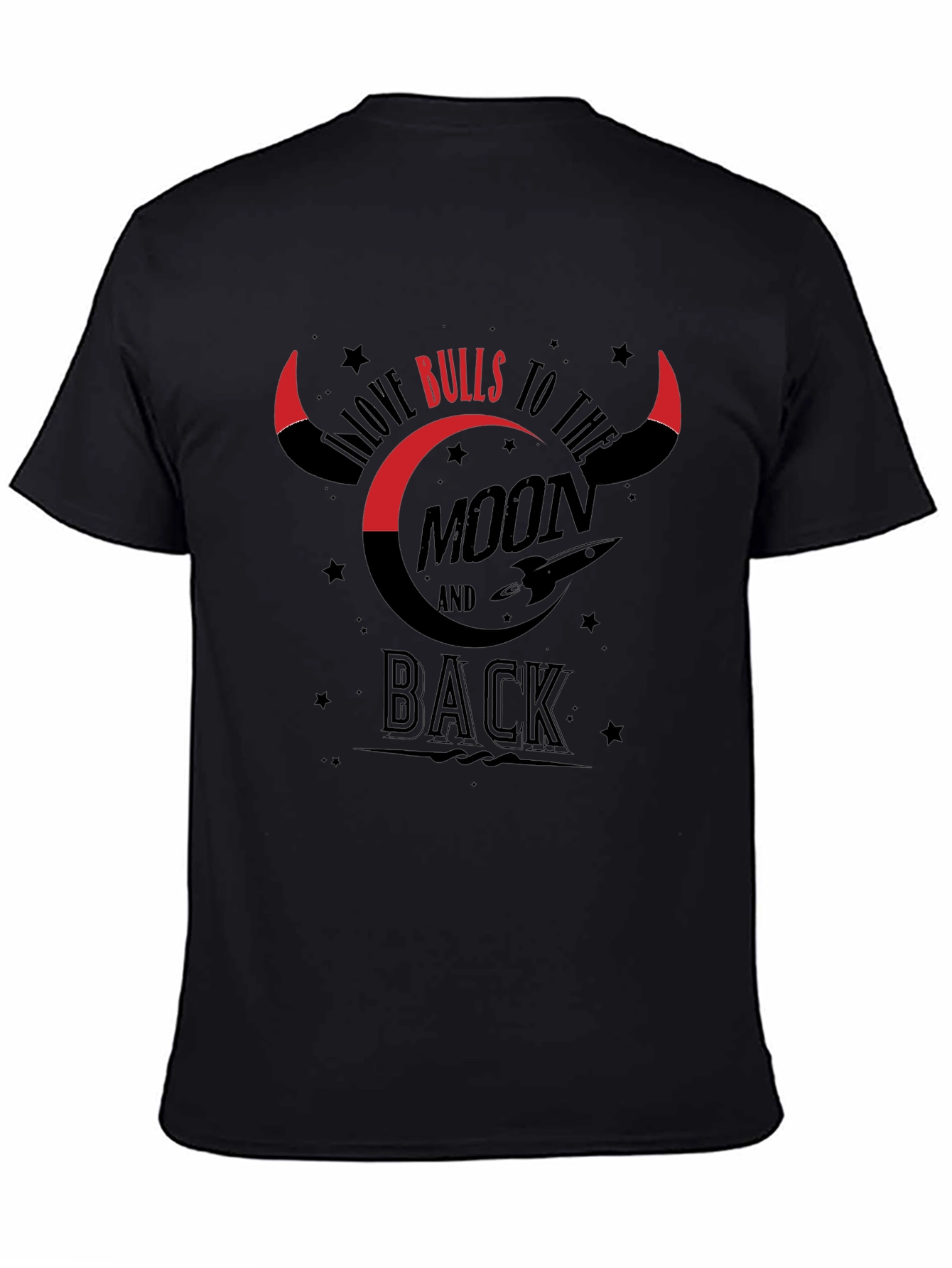 I Love Bulls to the Moon and Back Black T-Shirt