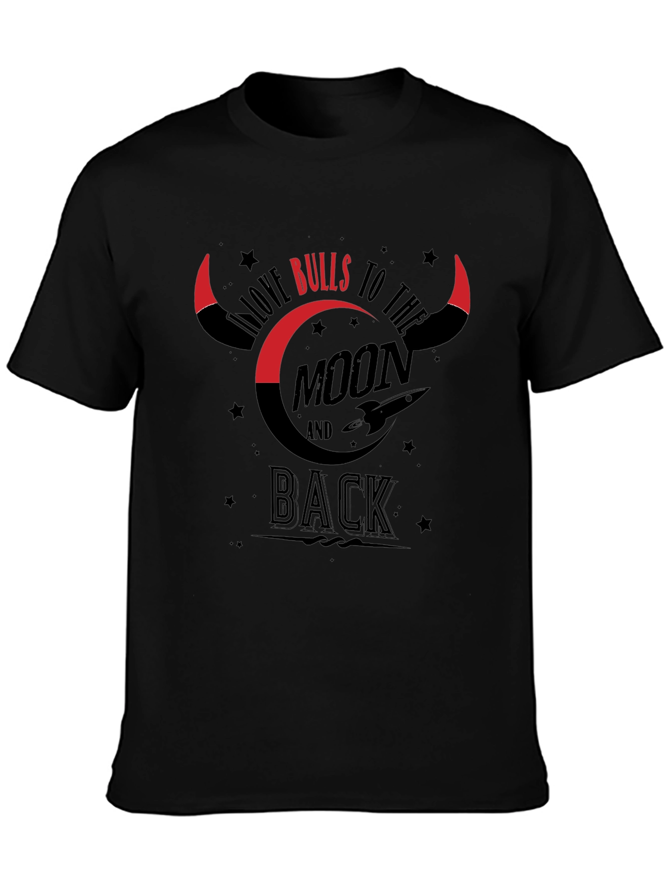 I Love Bulls to the Moon and Back Black T-Shirt