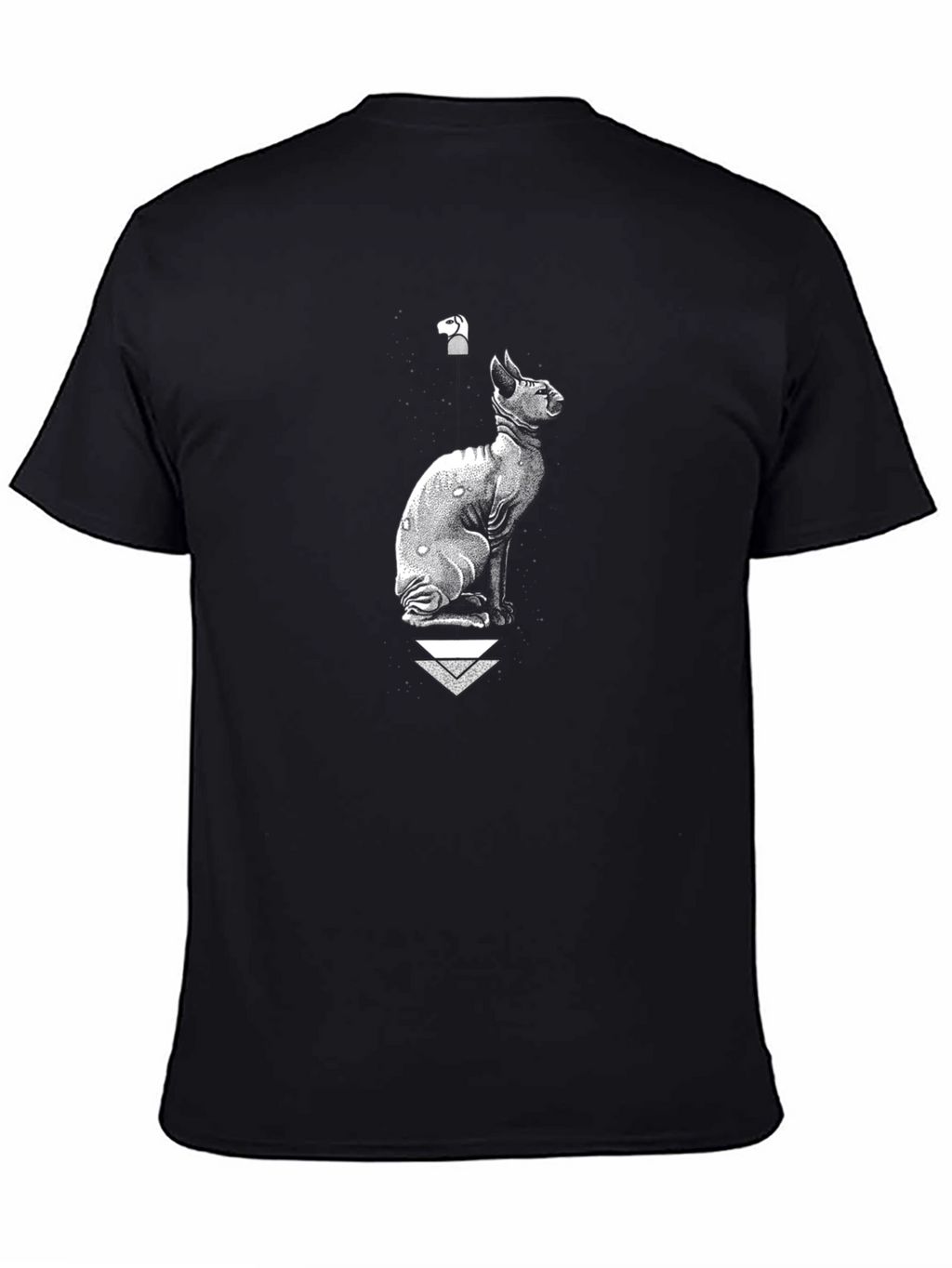 Sphynx Cat Graphic Tee - Black Cotton Blend