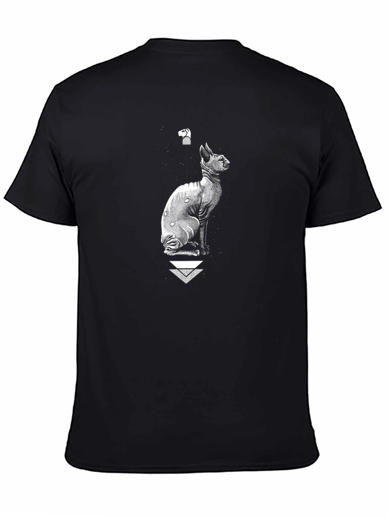 Sphynx Cat Graphic Tee - Black Cotton Blend