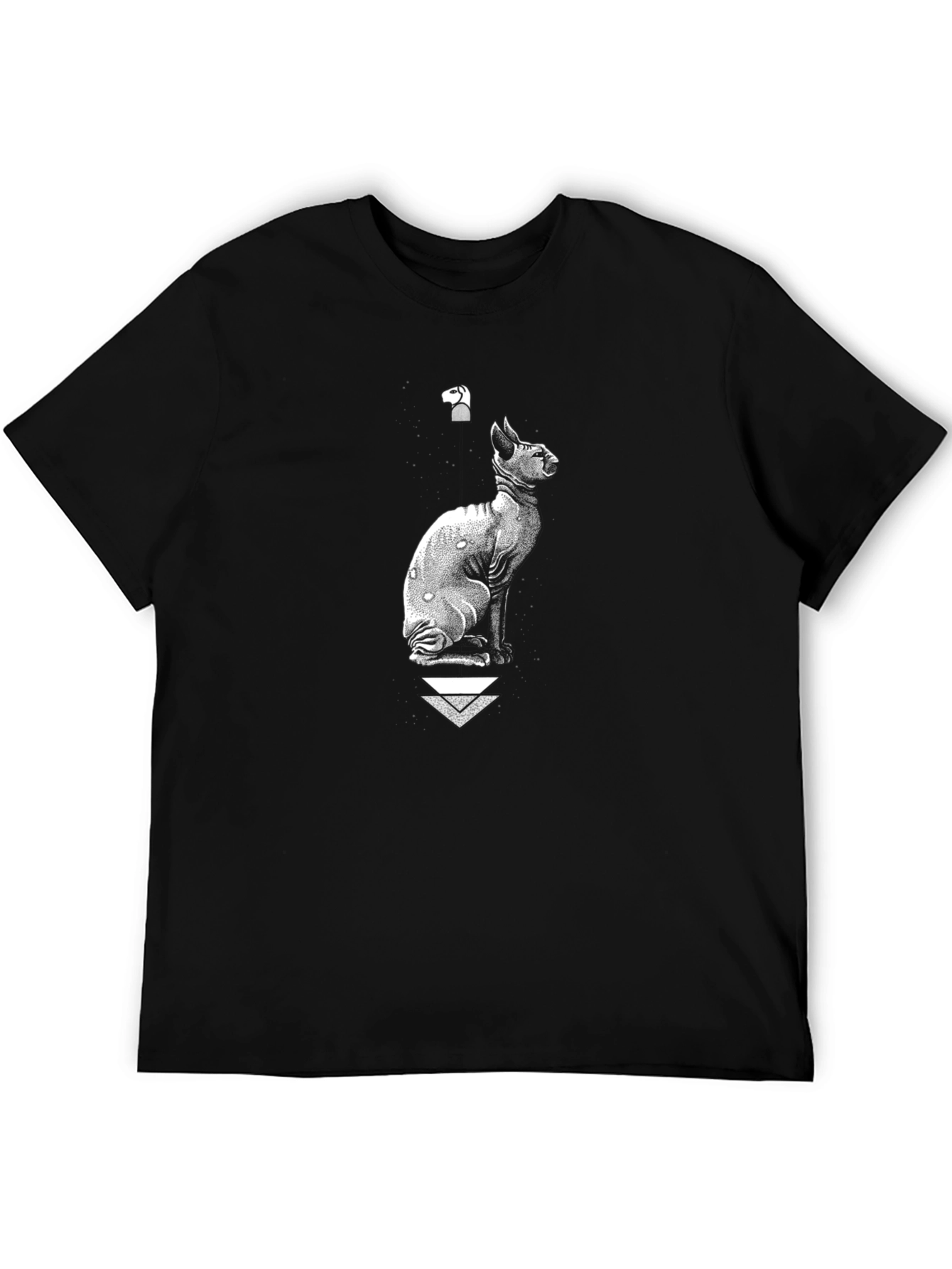 Sphynx Cat Graphic Tee - Black Cotton Blend