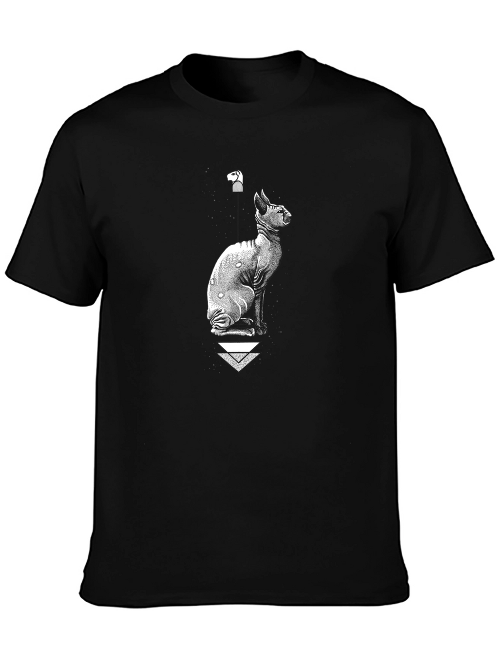 Sphynx Cat Graphic Tee - Black Cotton Blend