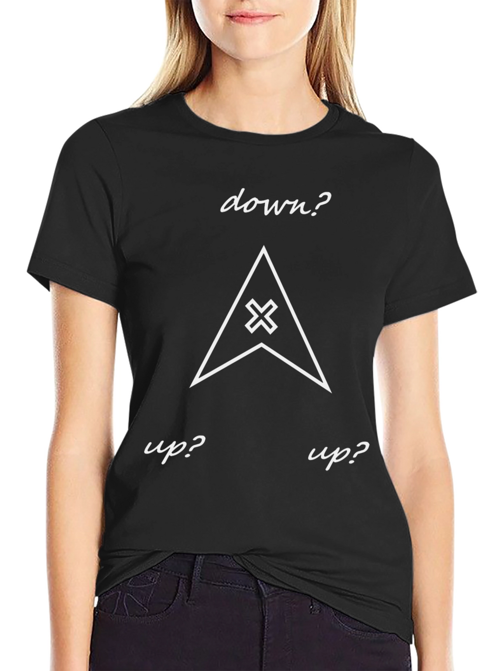 Up? Down? Graphic Tee - Black Cotton T-Shirt